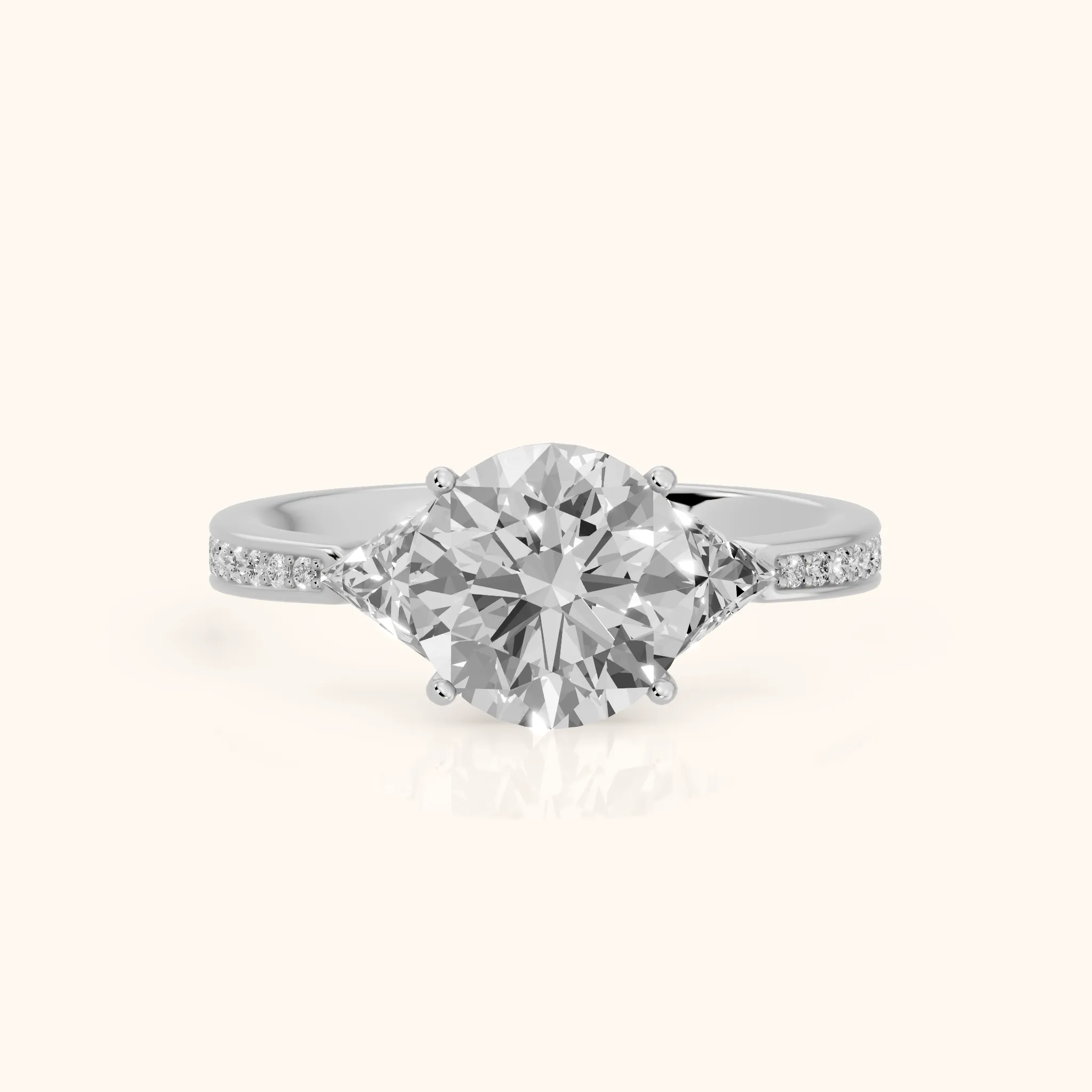 Adriana Three-Stone Channel Set Round Diamond Engagement Ring in Silver — view 1