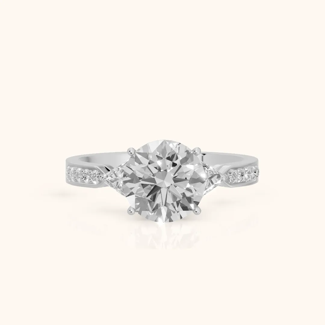 Catalina Trillion Three-Stone Round Diamond Engagement Ring in White Gold — view 2