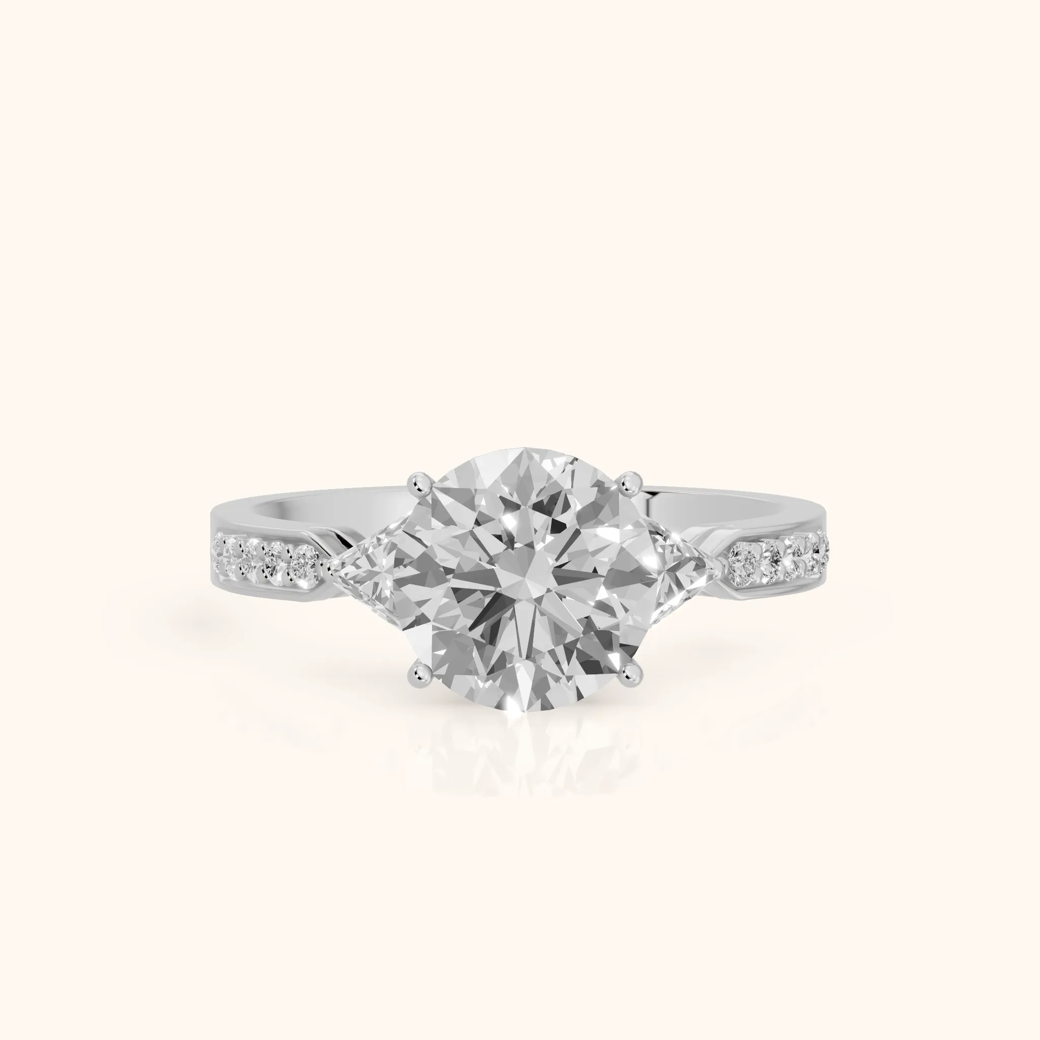 Catalina Trillion Three-Stone Round Diamond Engagement Ring in White Gold — view 1