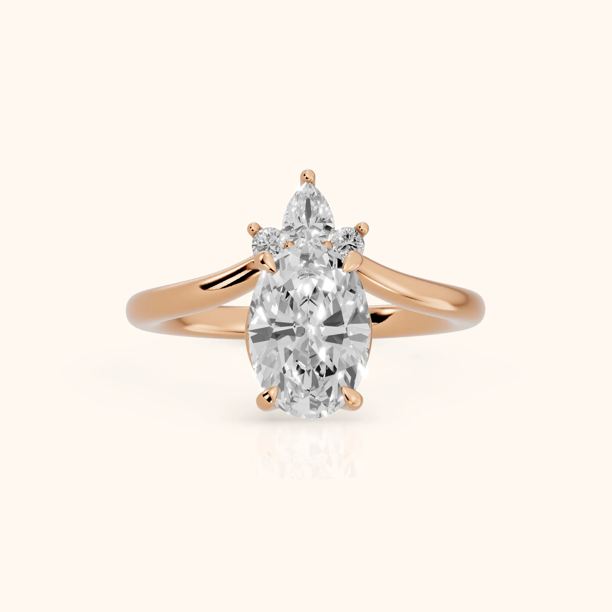 Isadora Bypass Cluster Oval Diamond Engagement Ring in Rose Gold — view 1