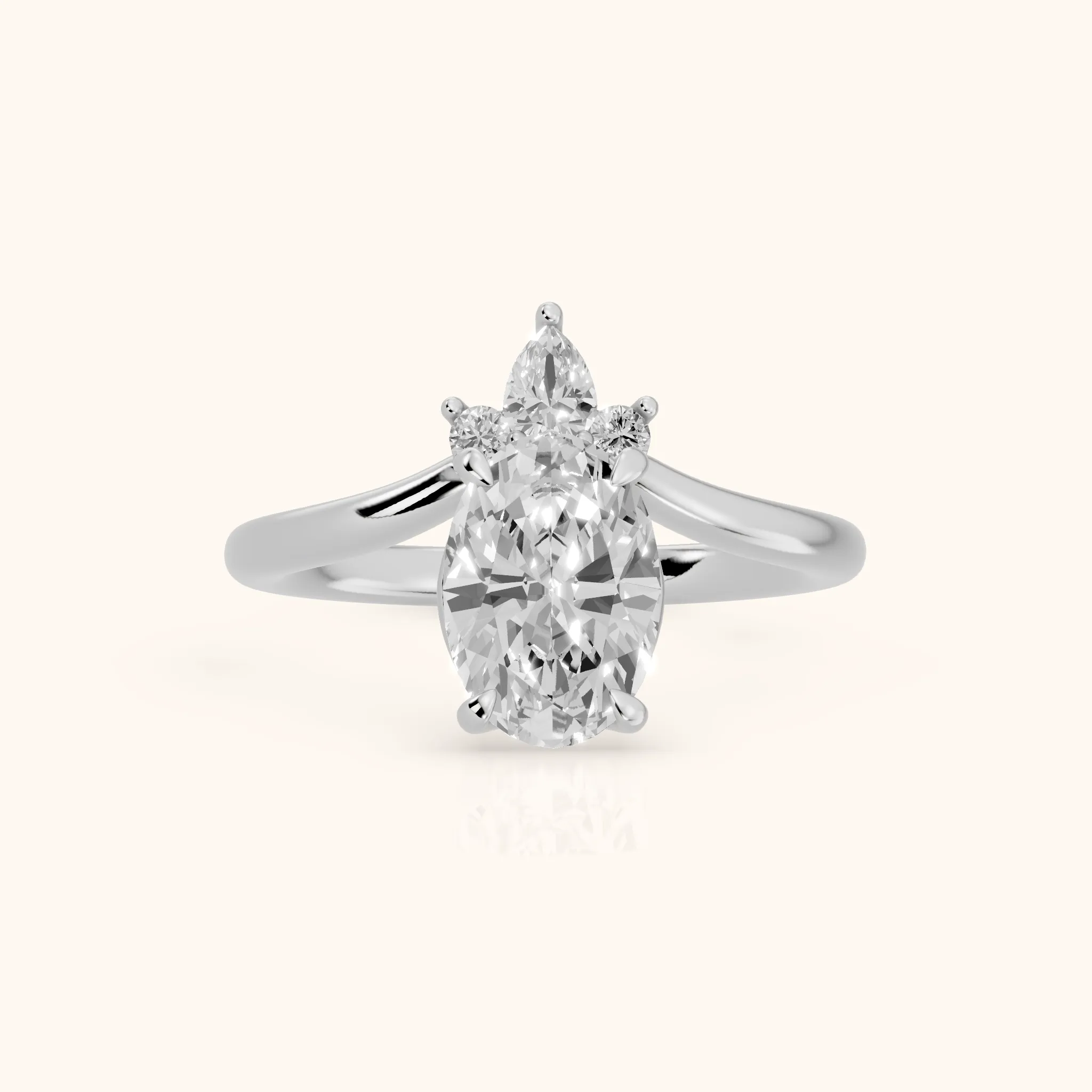Isadora Bypass Cluster Oval Diamond Engagement Ring in White Gold — view 1