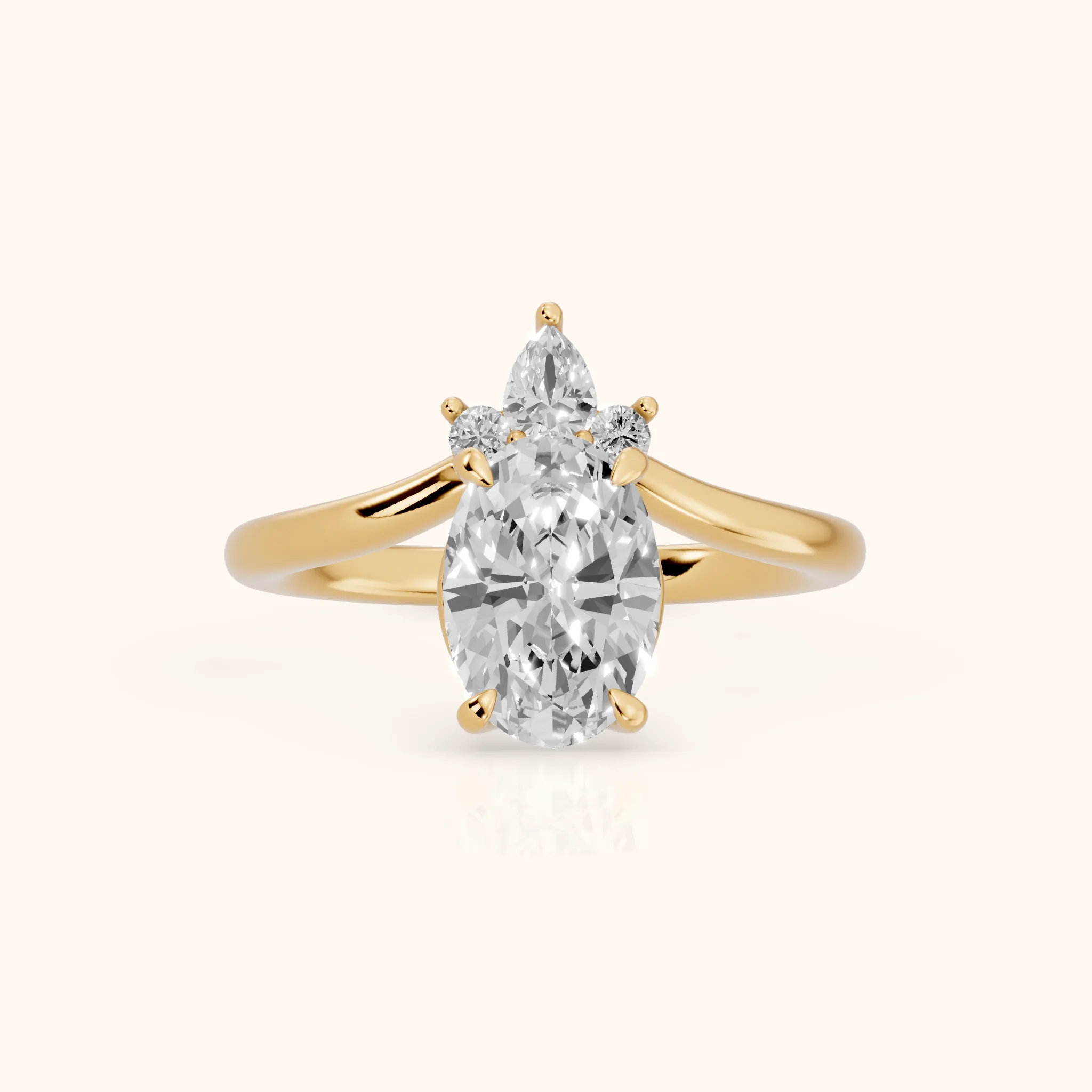 Isadora Bypass Cluster Oval Diamond Engagement Ring in Yellow Gold — view 1