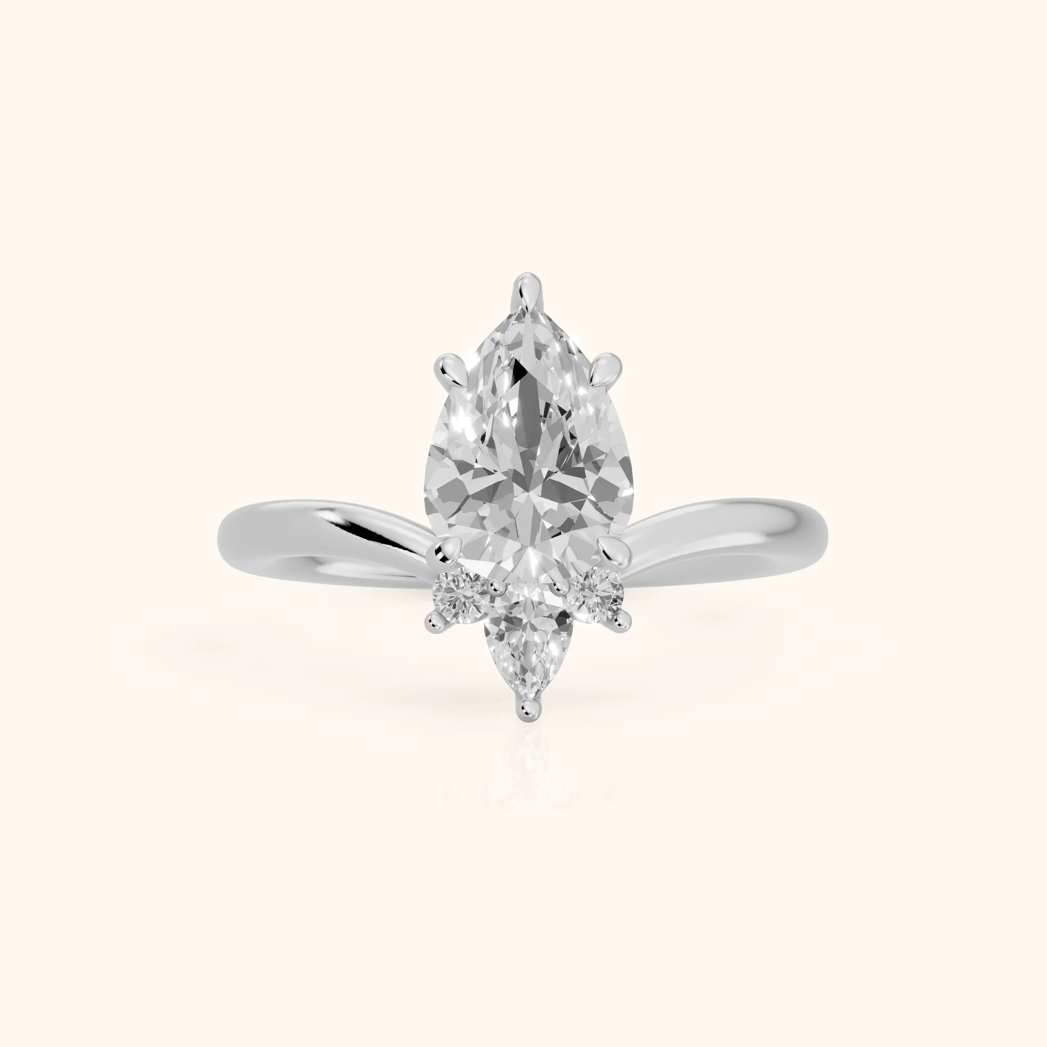 Isadora Bypass Cluster Pear Diamond Engagement Ring in White Gold — view 1