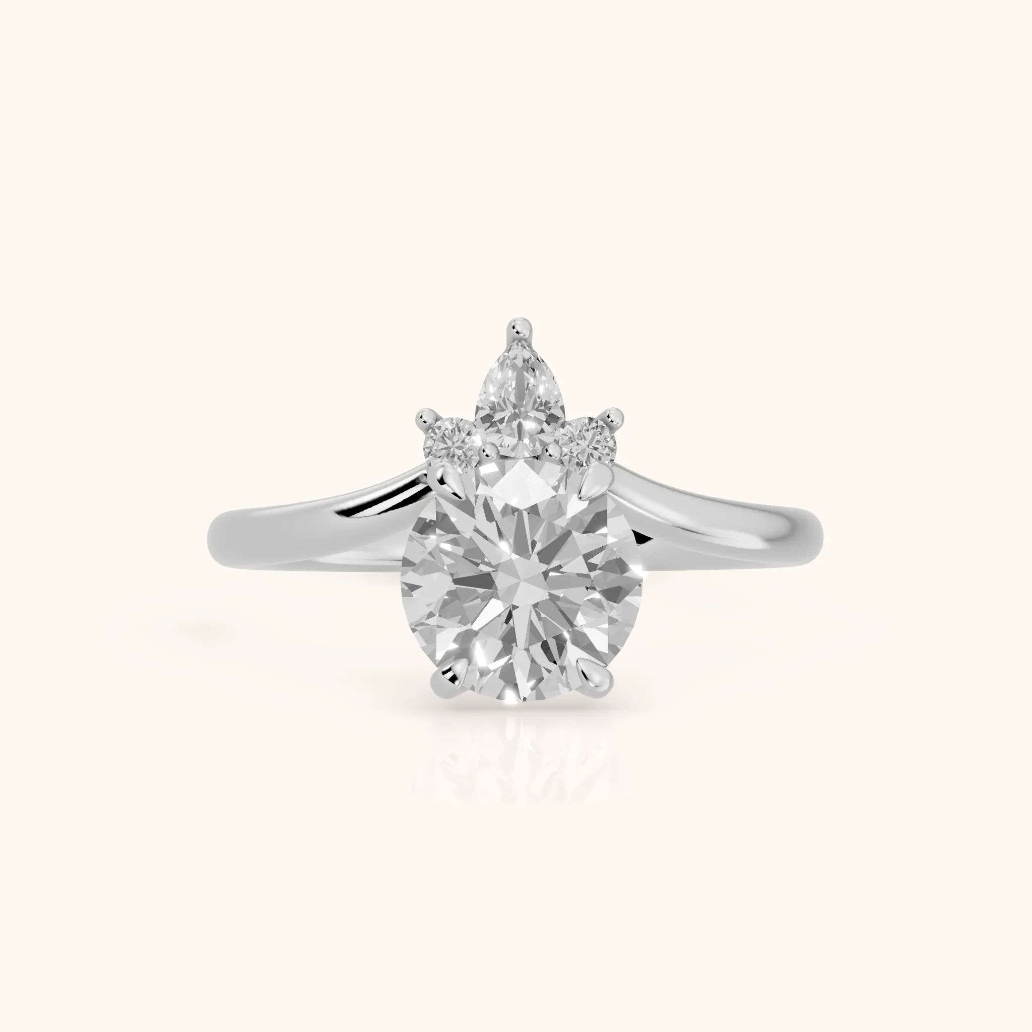 Isadora Bypass Cluster Round Diamond Engagement Ring in Platinum — view 1