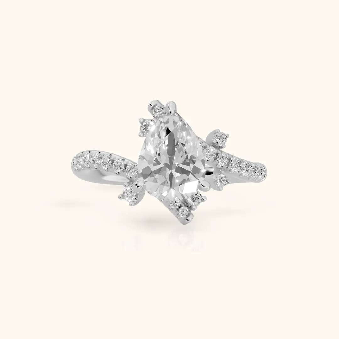 Agnes Bypass Pavé Pear Diamond Engagement Ring in Silver — view 2