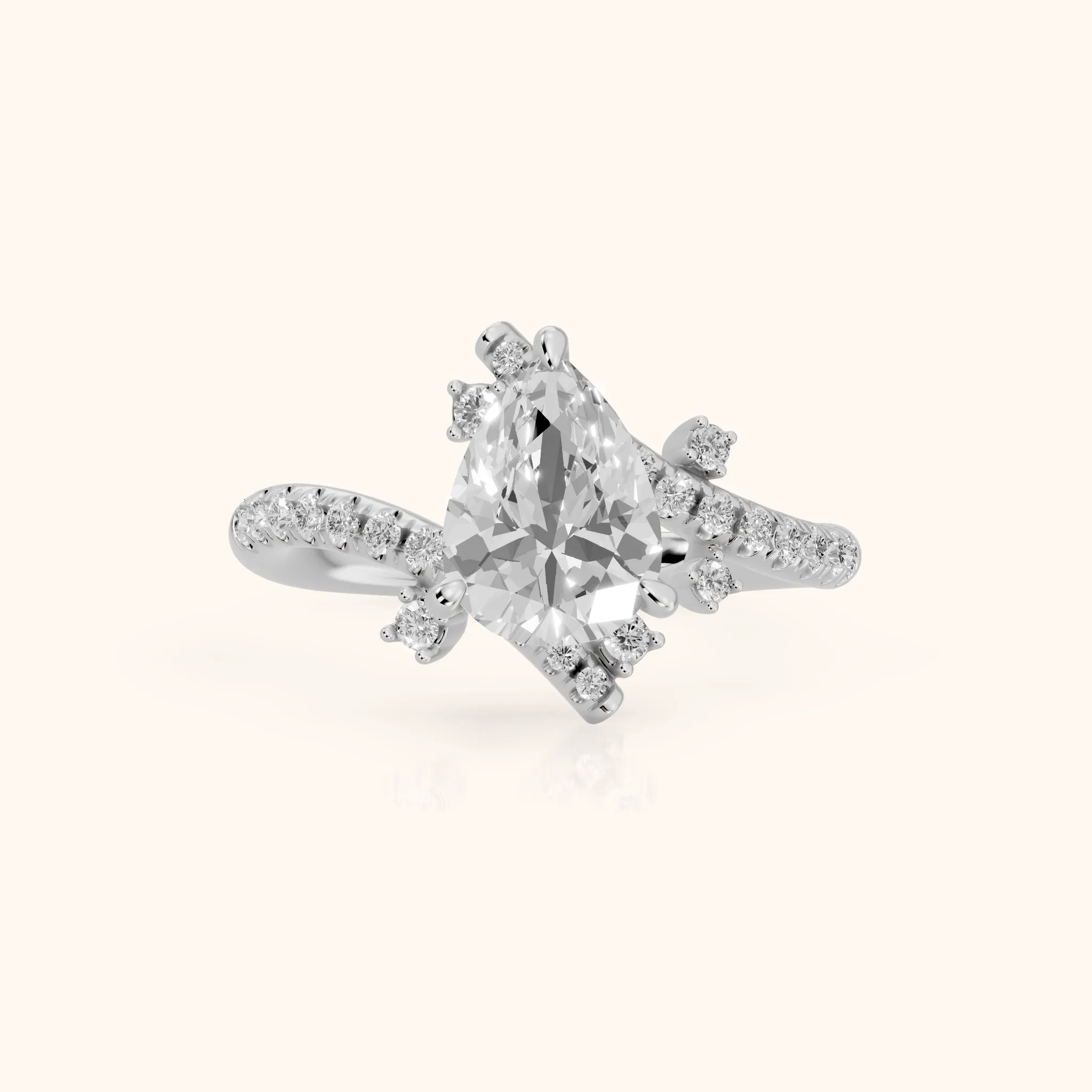 Agnes Bypass Pavé Pear Diamond Engagement Ring in Silver — view 1