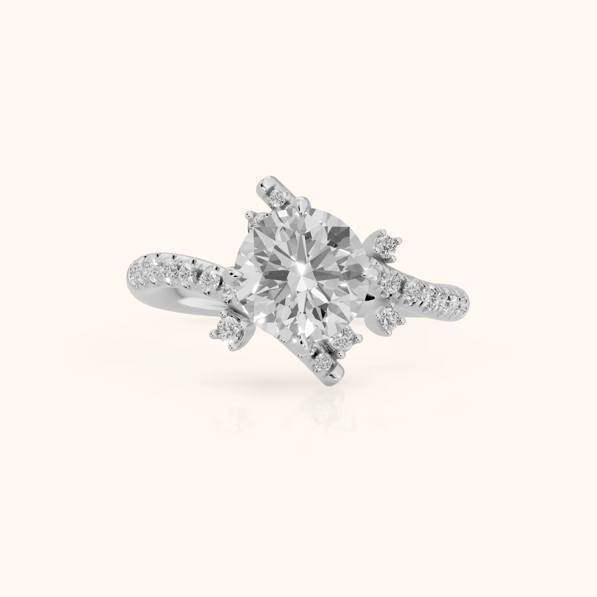 Agnes Bypass Pavé Round Diamond Engagement Ring in Silver — view 1