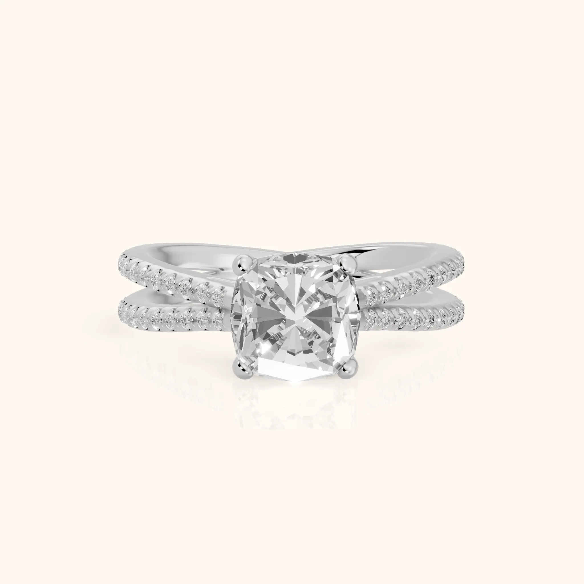 Alana Split Shank Pavé Cushion Diamond Engagement Ring in Platinum — view 1