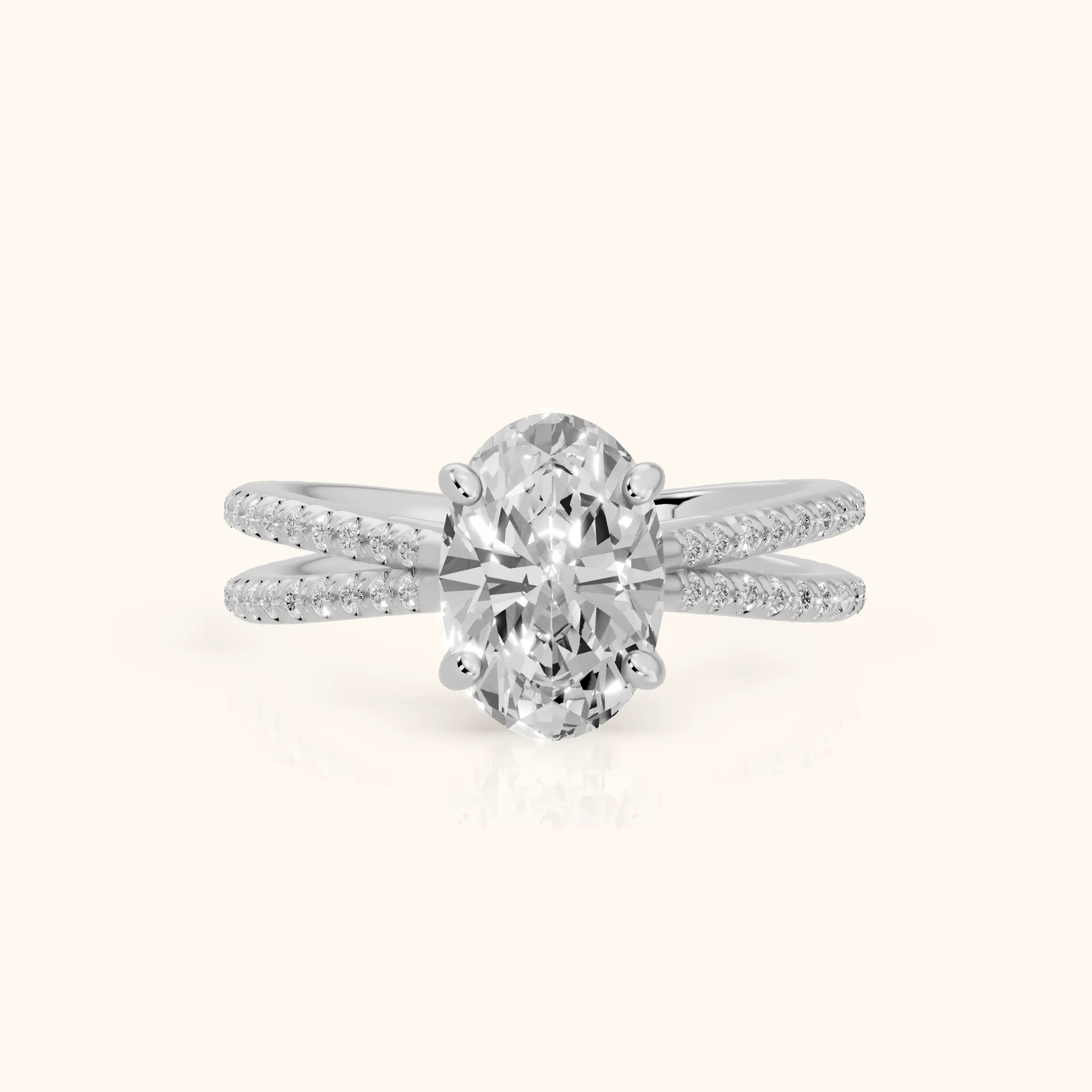 Alana Split Shank Pavé Oval Diamond Engagement Ring in Silver — view 1