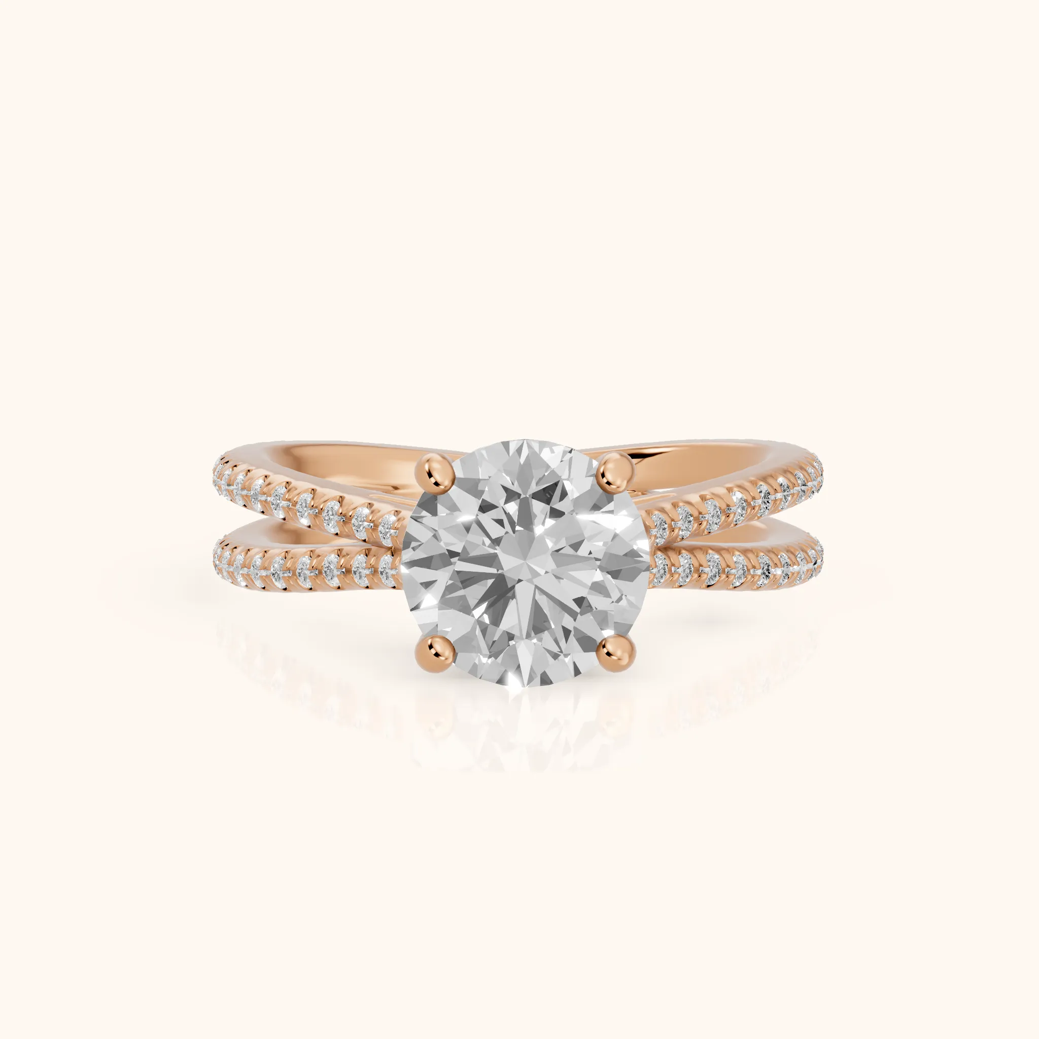 Alana Split Shank Pavé Round Diamond Engagement Ring in Rose Gold — view 1