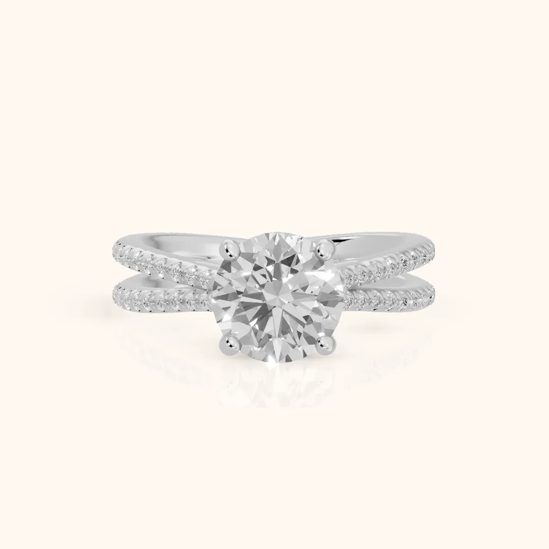 Alana Split Shank Pavé Round Diamond Engagement Ring in White Gold — view 2