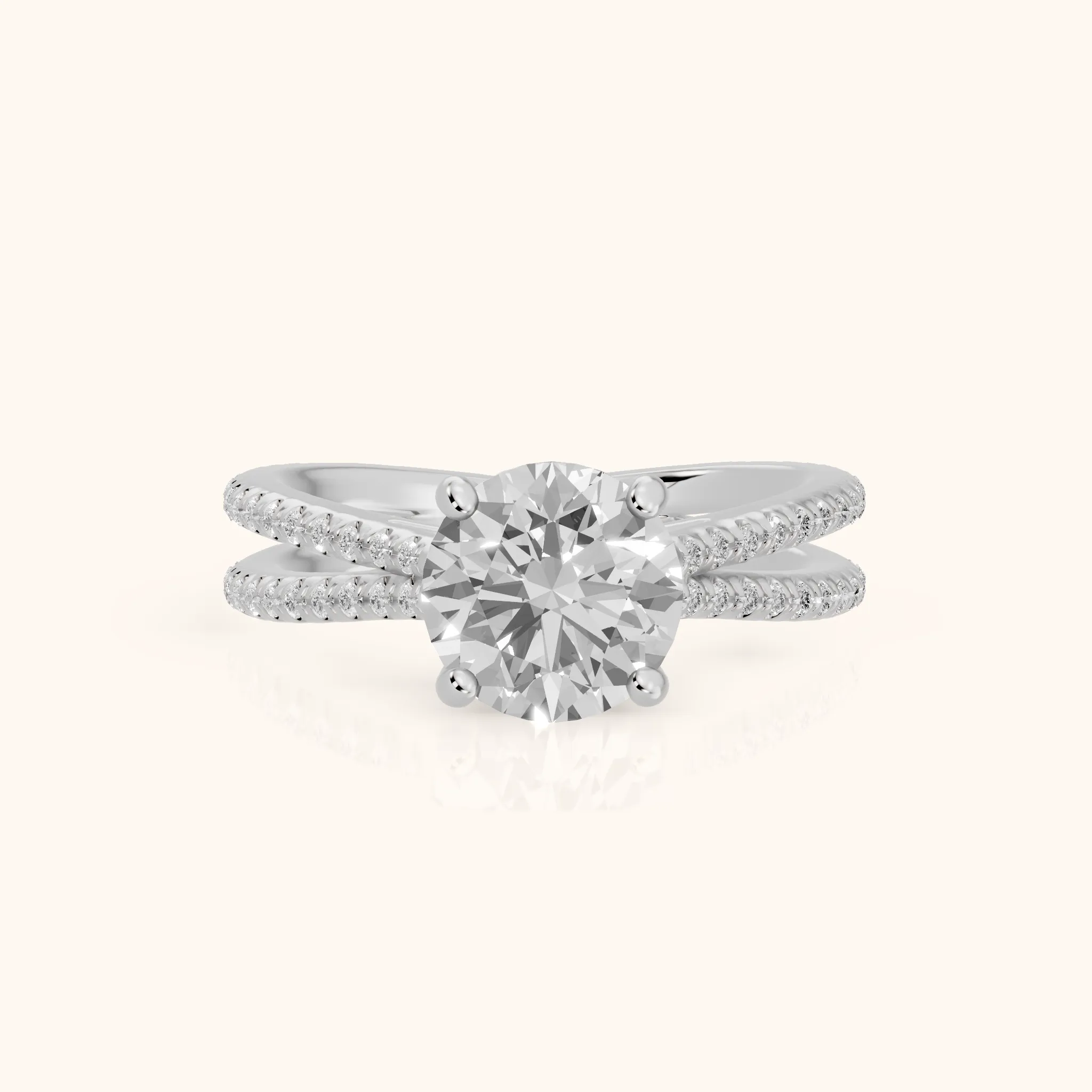 Alana Split Shank Pavé Round Diamond Engagement Ring in White Gold — view 1