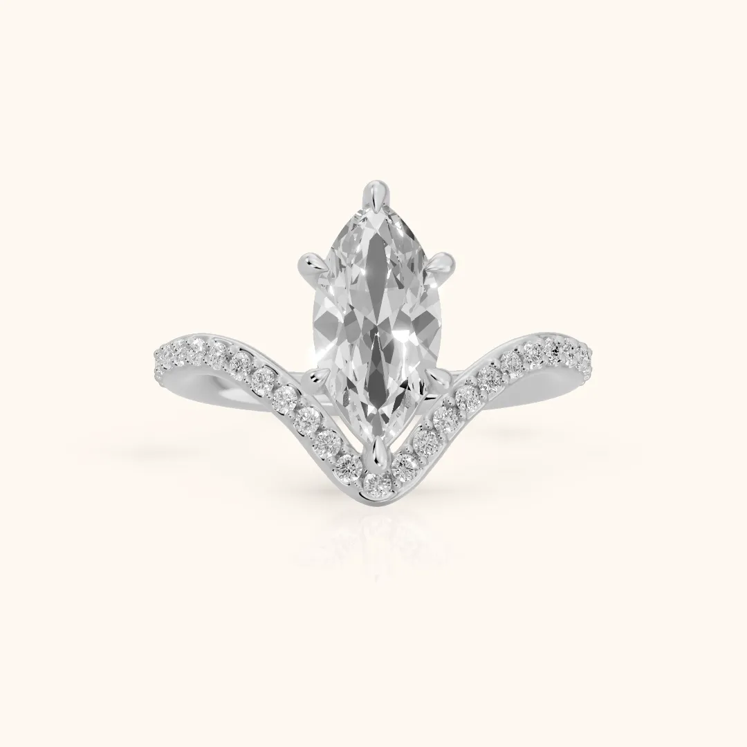 Alison Bypass Pavé Marquise Diamond Engagement Ring in Platinum — view 2