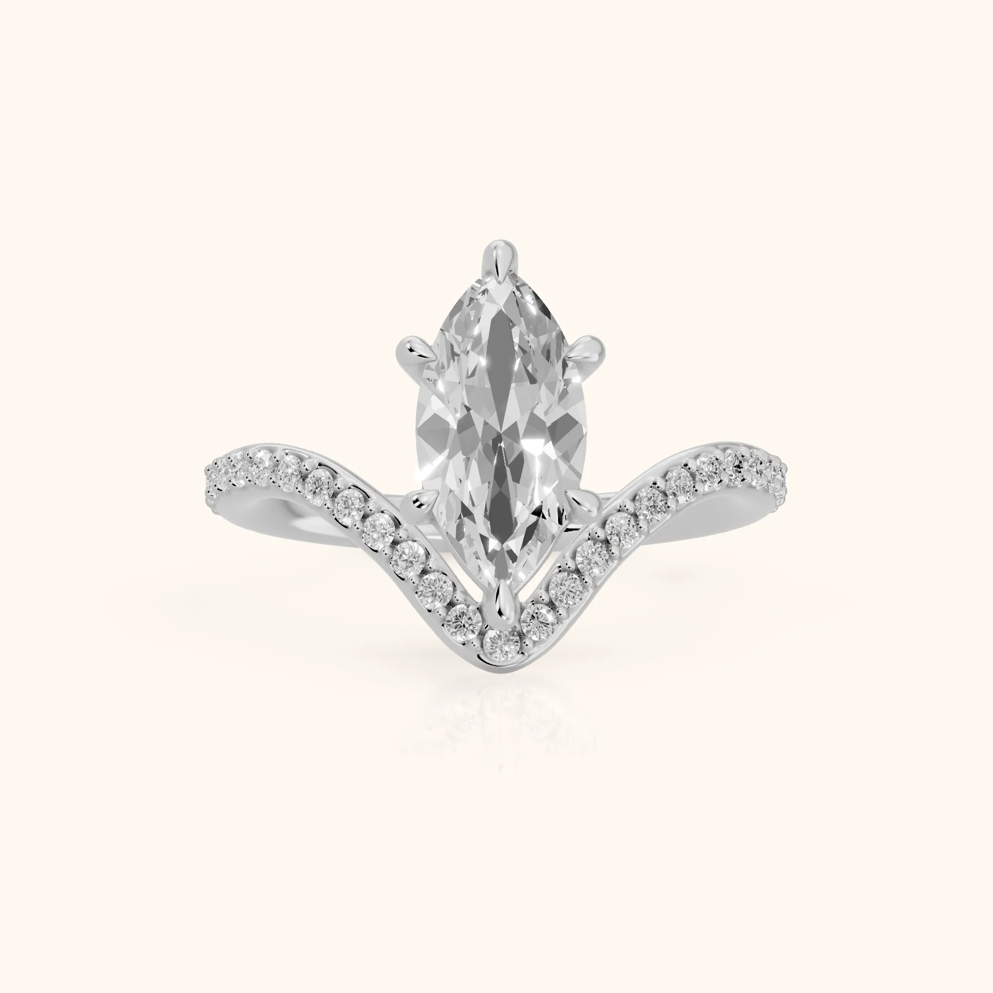 Alison Bypass Pavé Marquise Diamond Engagement Ring in Platinum — view 1