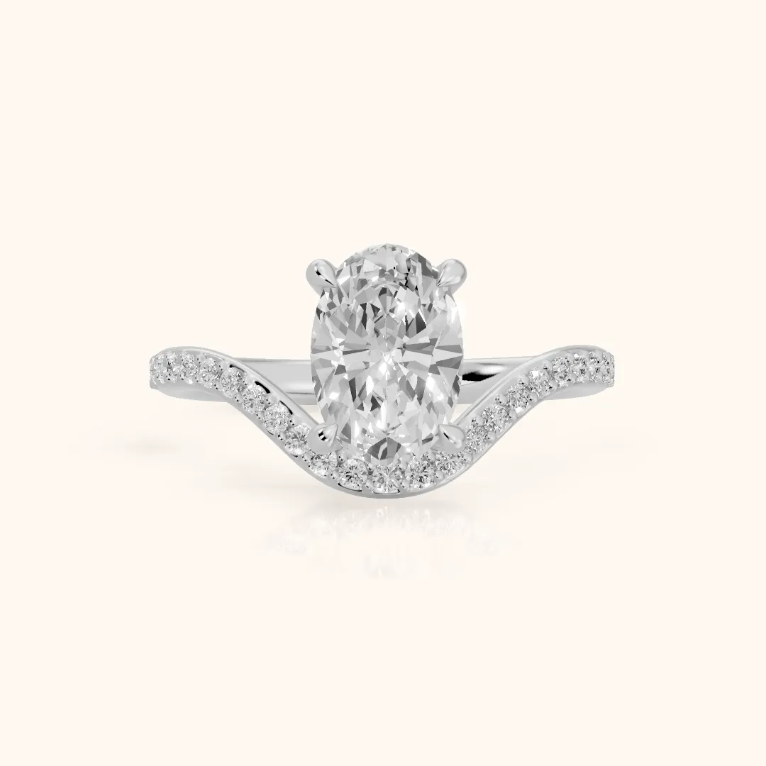 Alison Bypass Pavé Oval Diamond Engagement Ring in Platinum — view 2