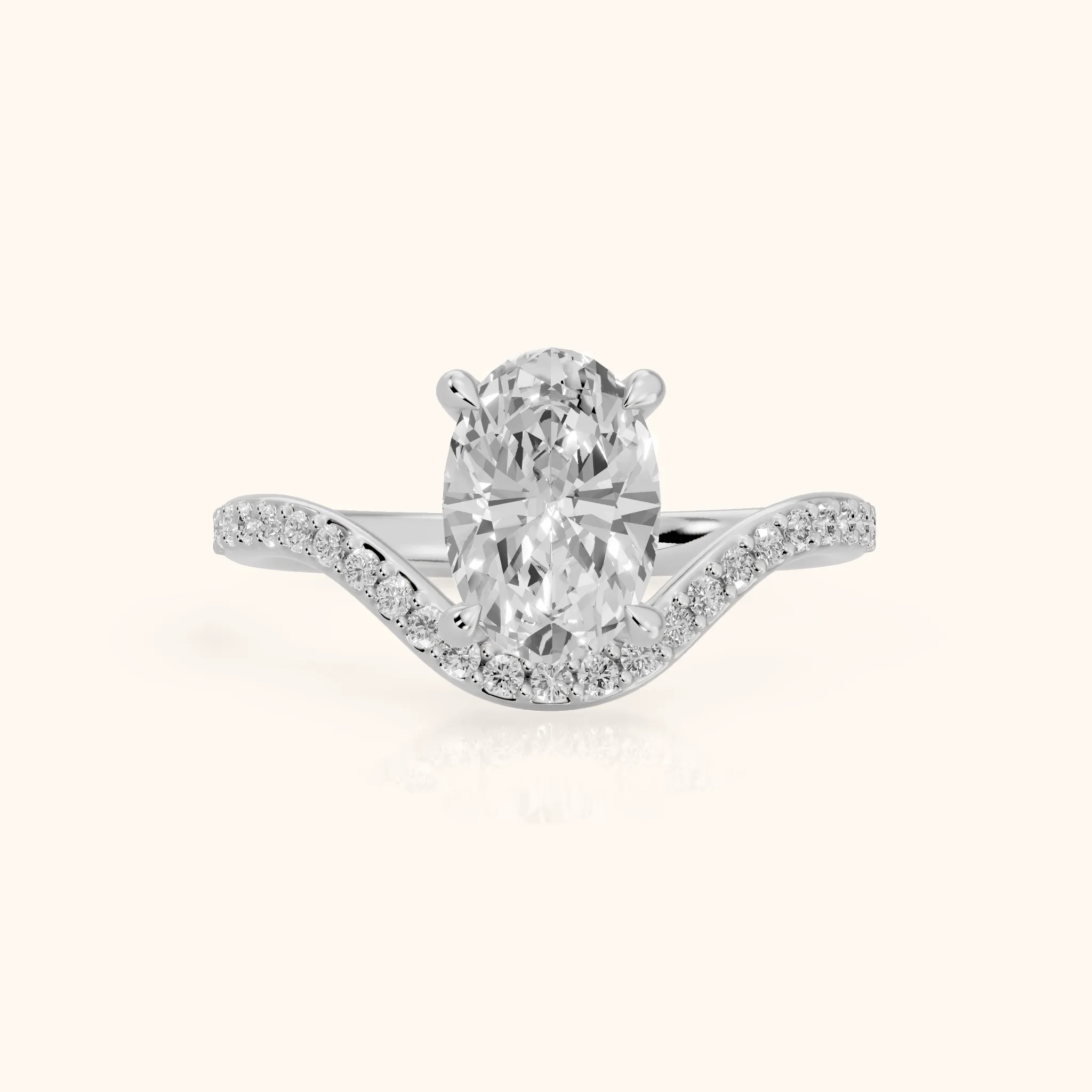 Alison Bypass Pavé Oval Diamond Engagement Ring in Platinum — view 1