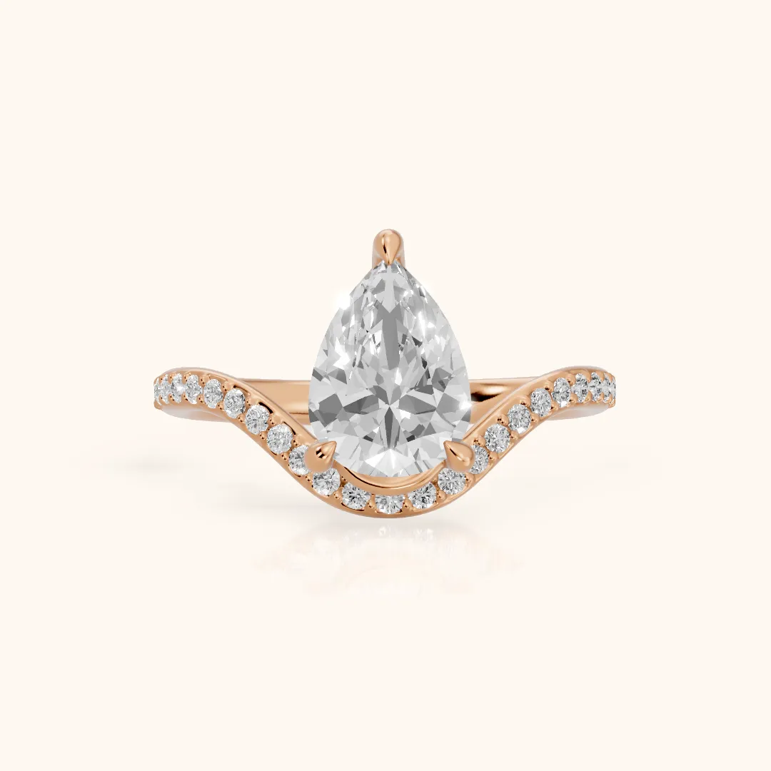 Alison Bypass Pavé Pear Diamond Engagement Ring in Rose Gold — view 2