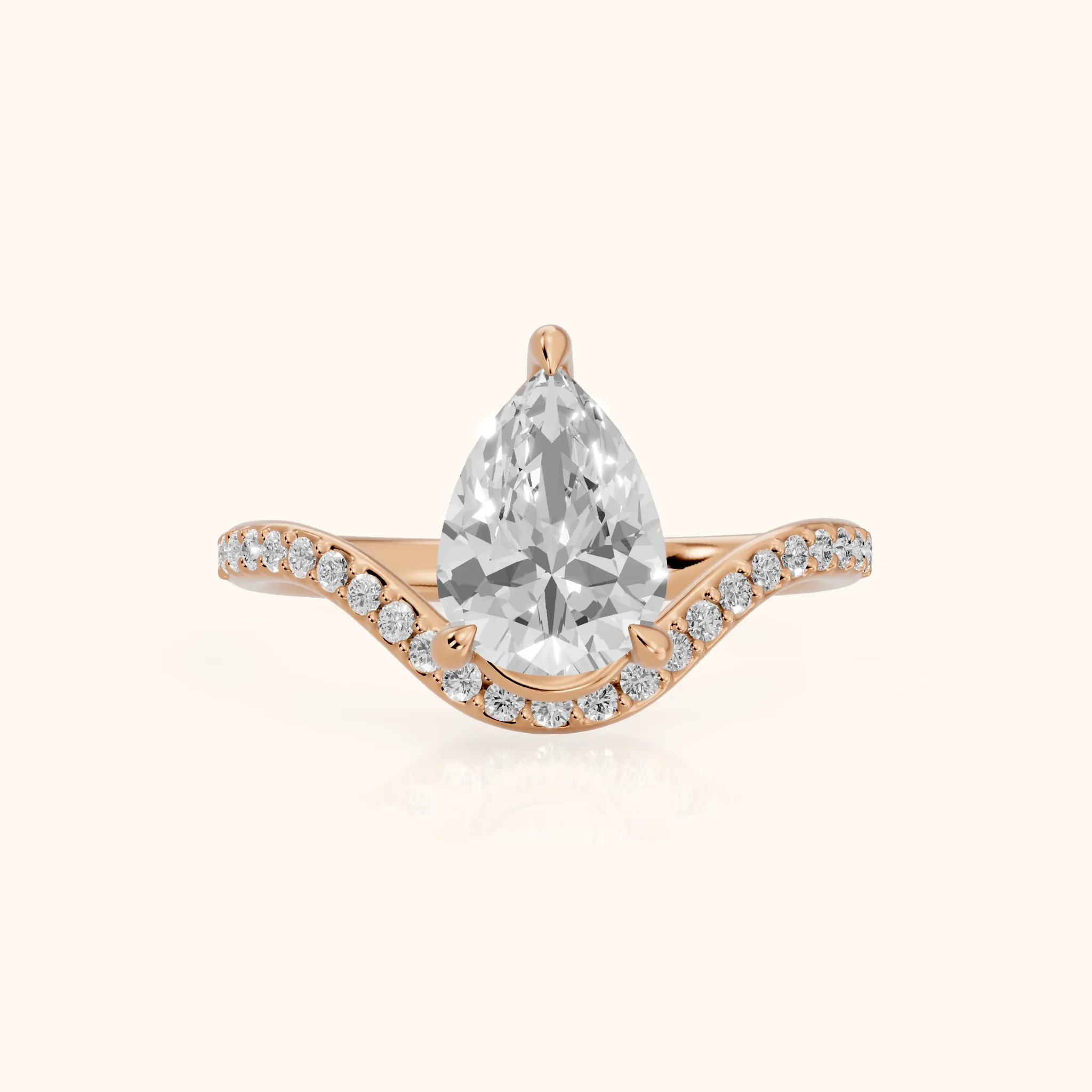 Alison Bypass Pavé Pear Diamond Engagement Ring in Rose Gold — view 1
