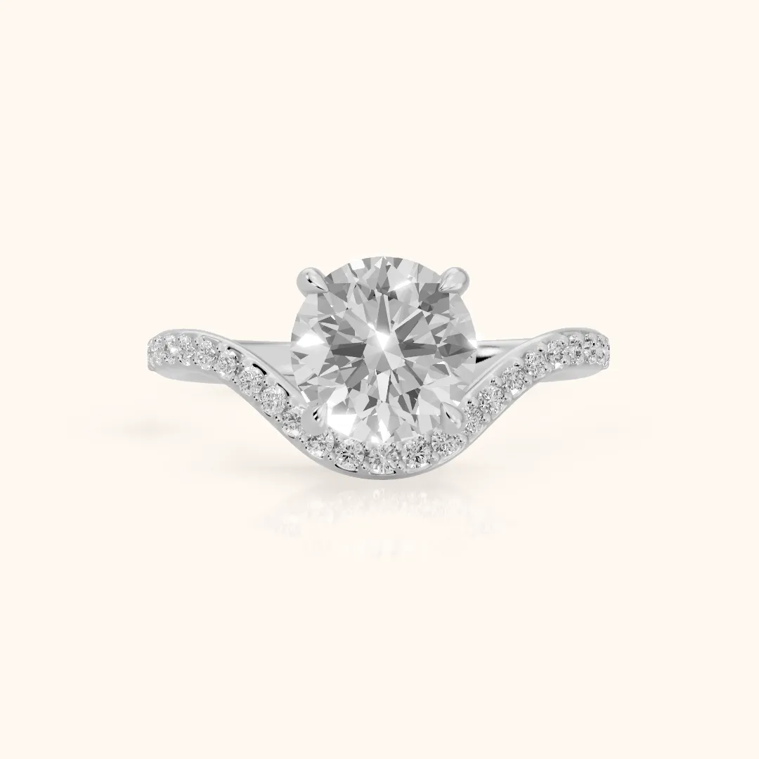 Alison Bypass Pavé Round Diamond Engagement Ring in White Gold — view 2