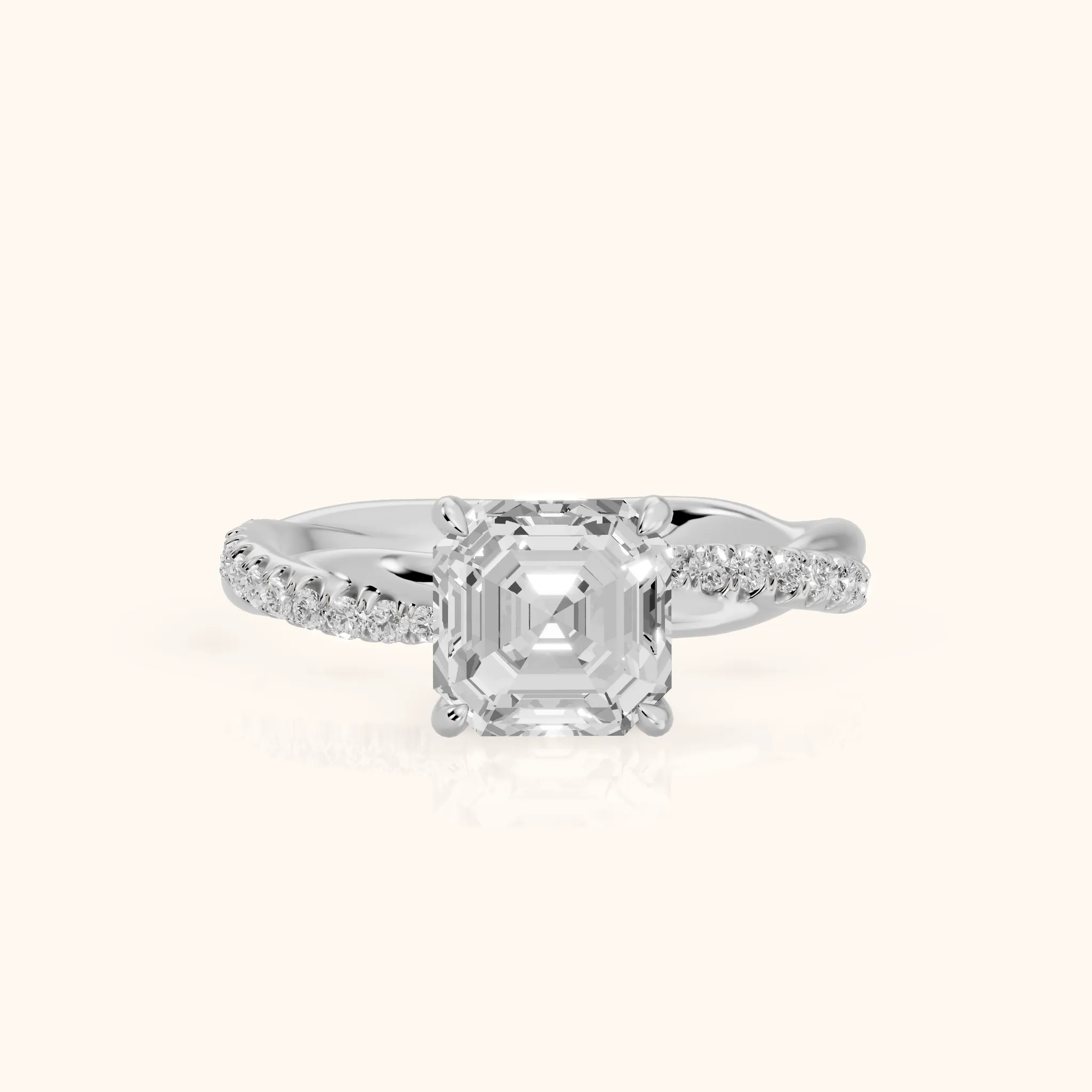Allie Twist Pavé Asscher Diamond Engagement Ring in Platinum — view 1