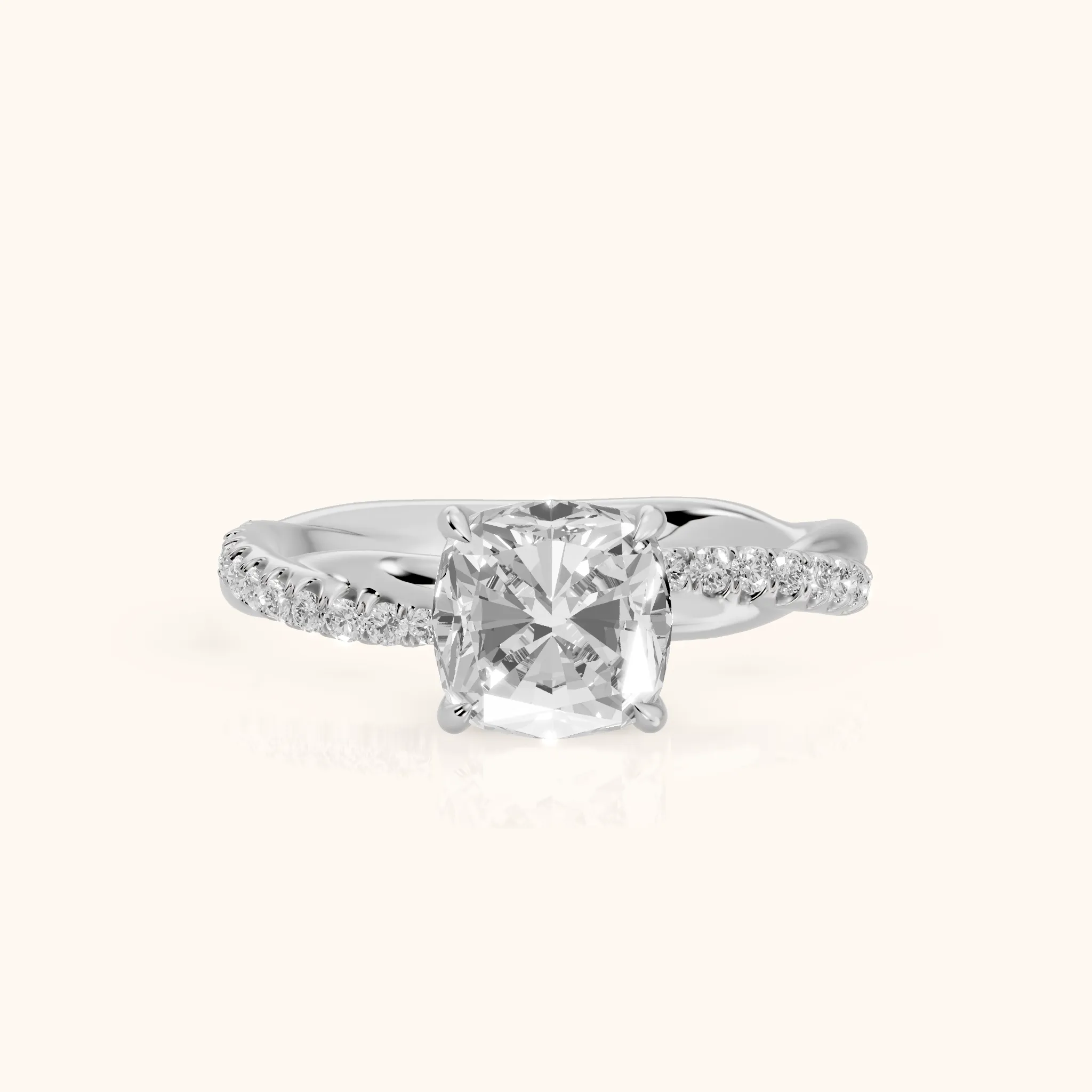 Allie Twist Pavé Cushion Diamond Engagement Ring in Silver — view 1