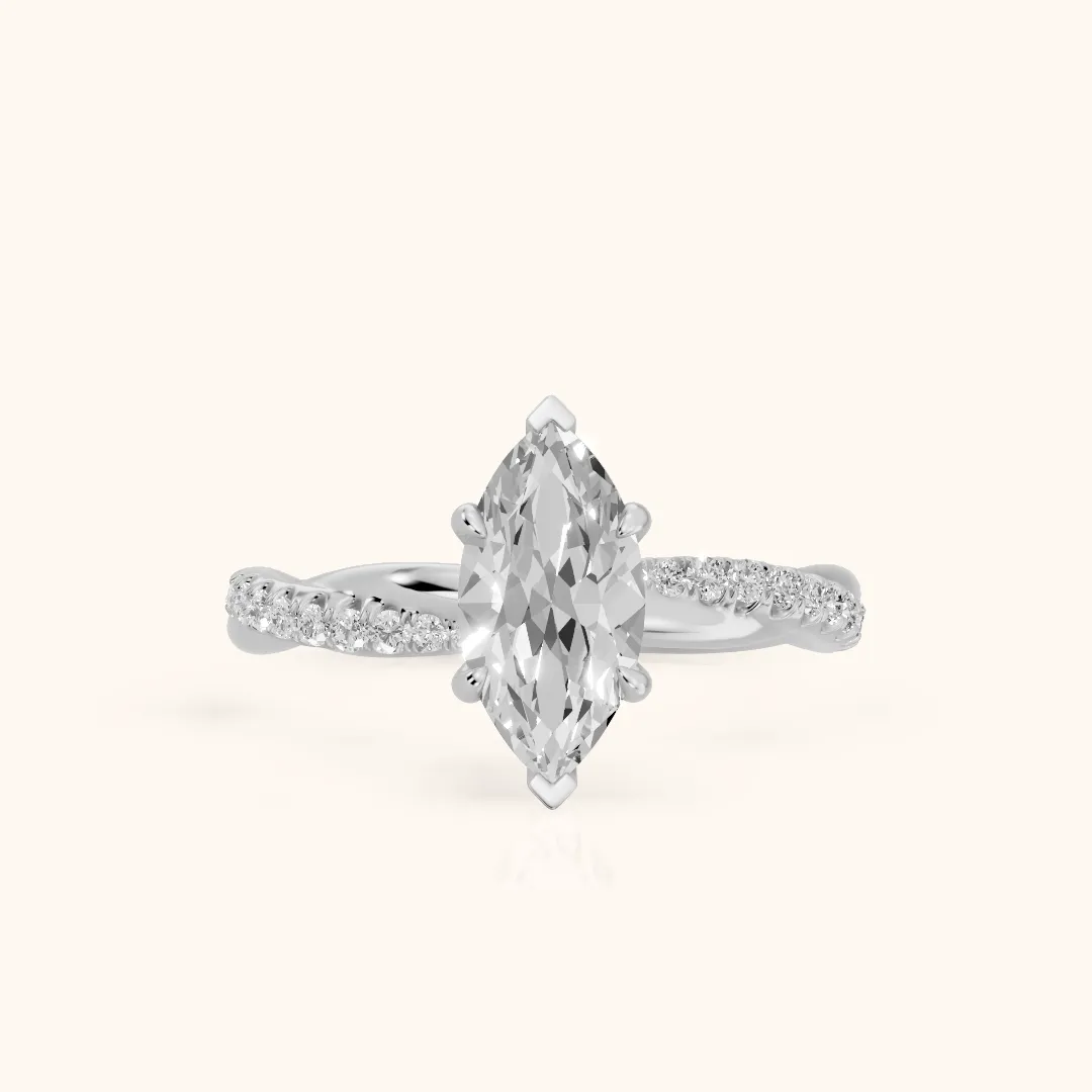 Allie Twist Pavé Marquise Diamond Engagement Ring in White Gold — view 2