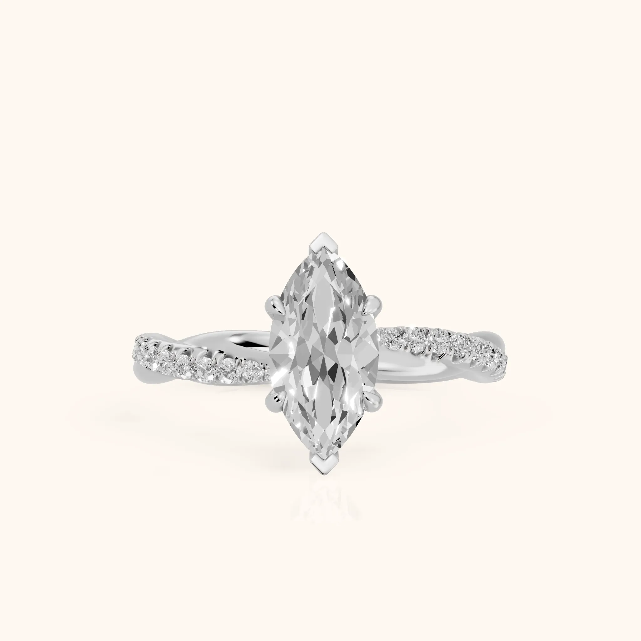 Allie Twist Pavé Marquise Diamond Engagement Ring in White Gold — view 1