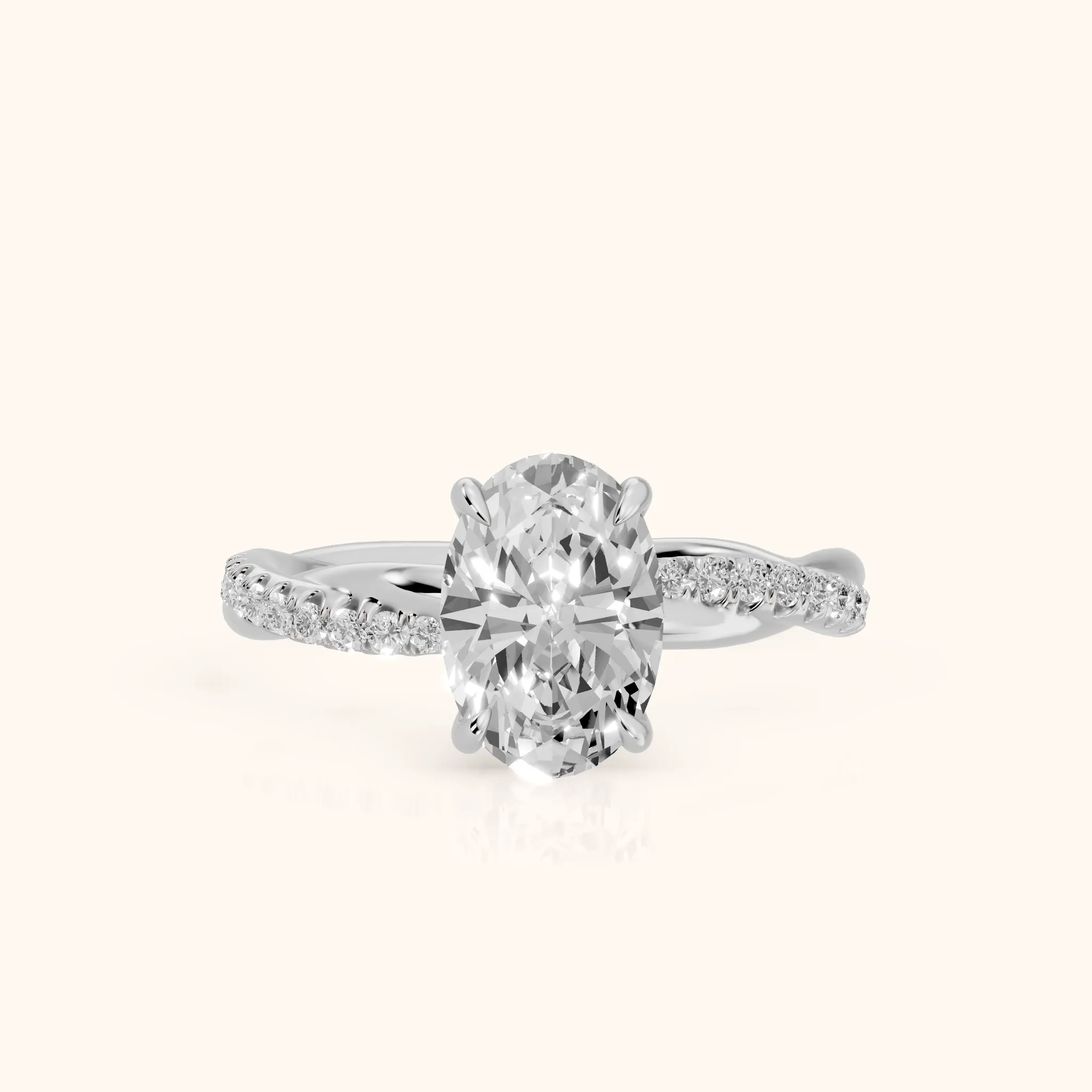 Allie Twist Pavé Oval Diamond Engagement Ring in Platinum — view 1