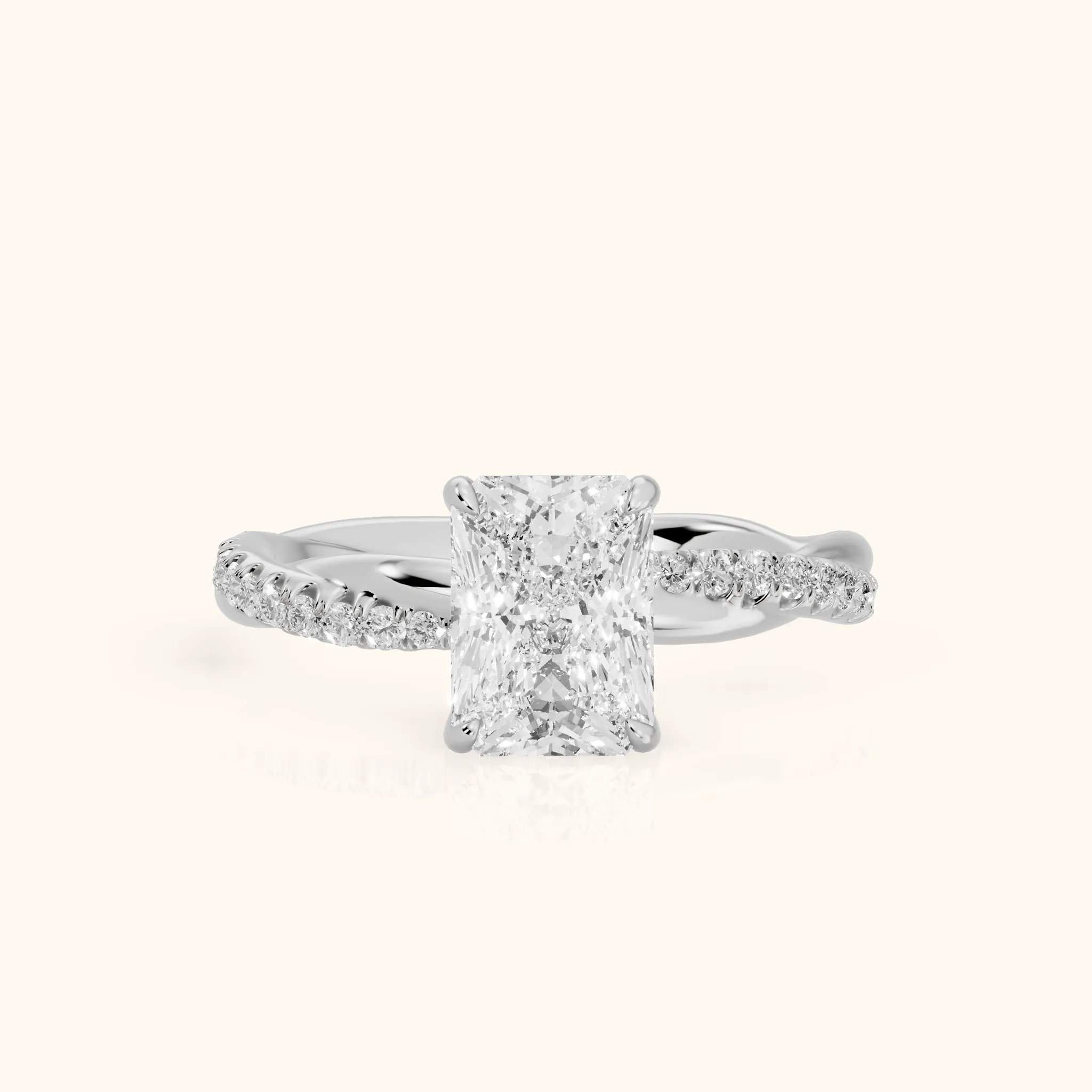 Allie Twist Pavé Radiant Diamond Engagement Ring in Silver — view 1