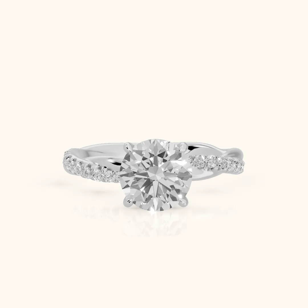 Allie Twist Pavé Round Diamond Engagement Ring in Platinum — view 2