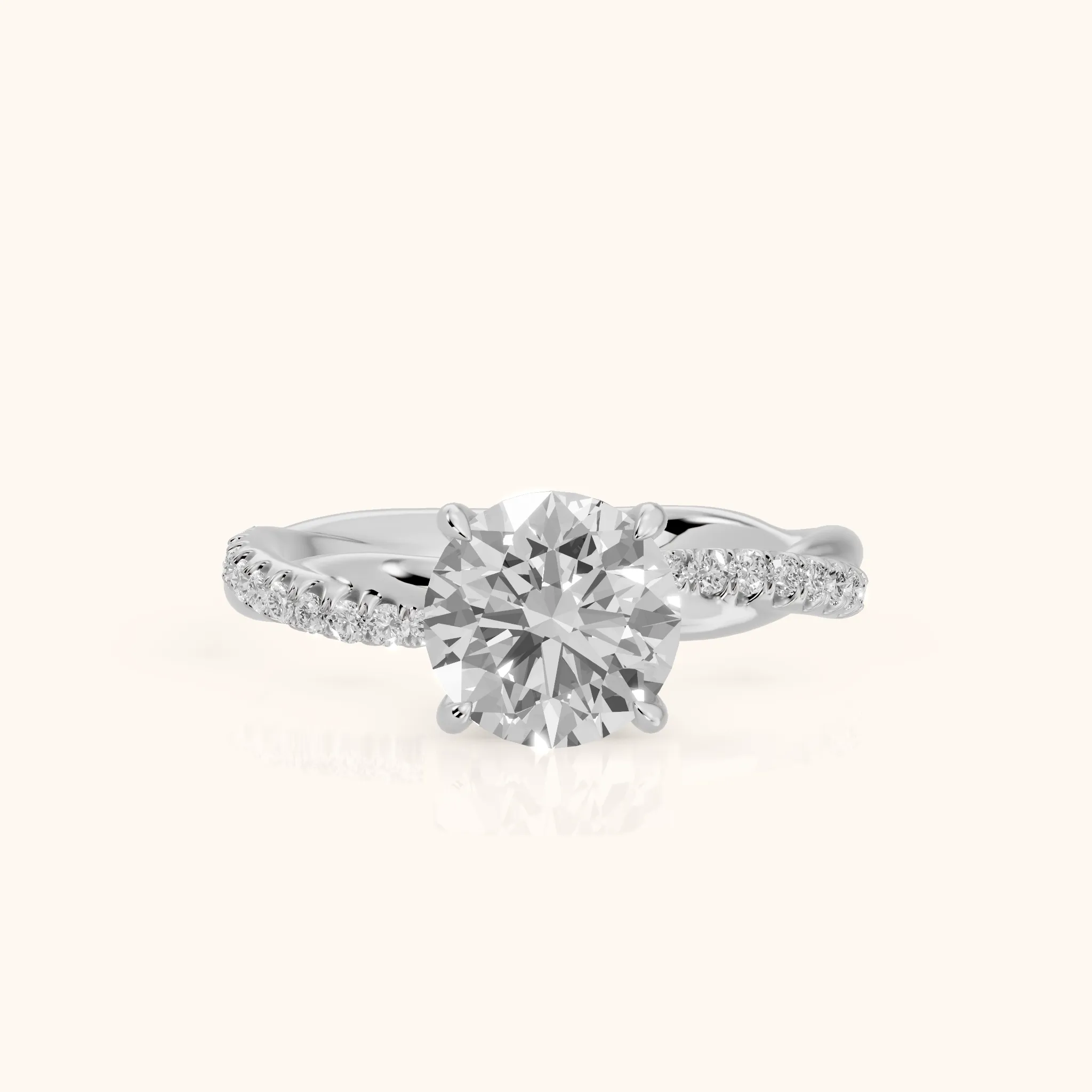 Allie Twist Pavé Round Diamond Engagement Ring in Platinum — view 1