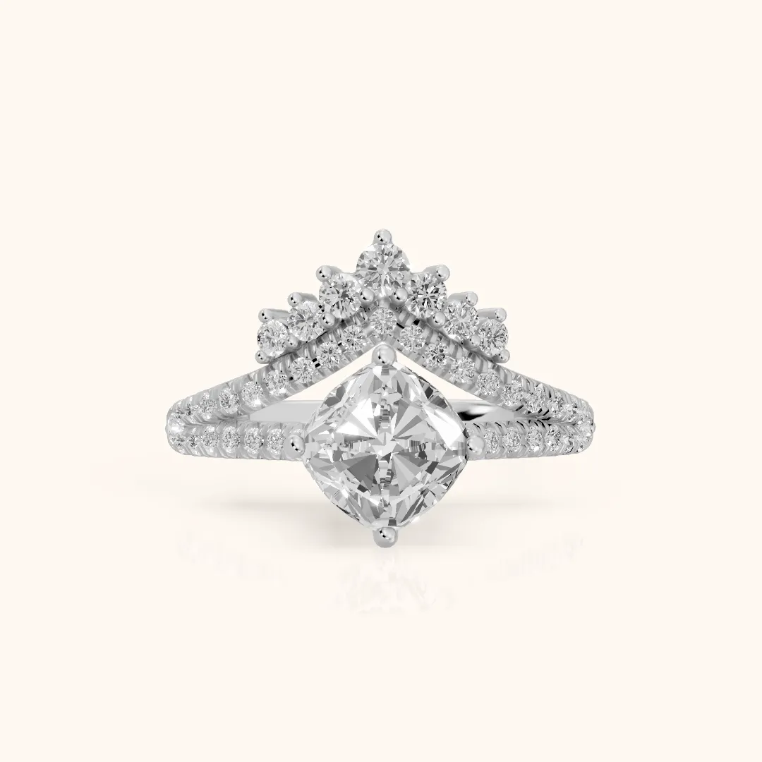 Annette Split Shank Pavé Cushion Diamond Engagement Ring in Silver — view 2
