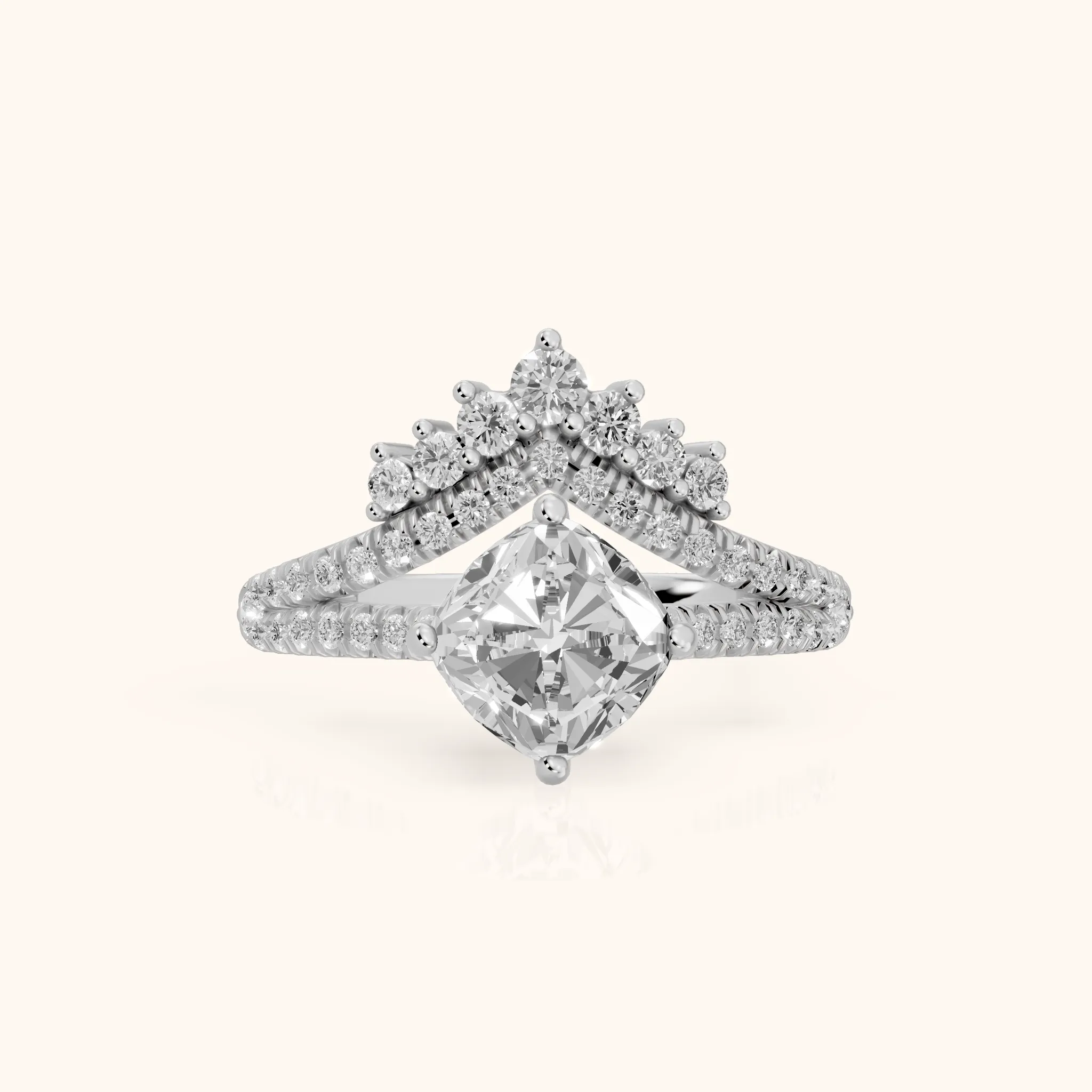 Annette Split Shank Pavé Cushion Diamond Engagement Ring in Silver — view 1