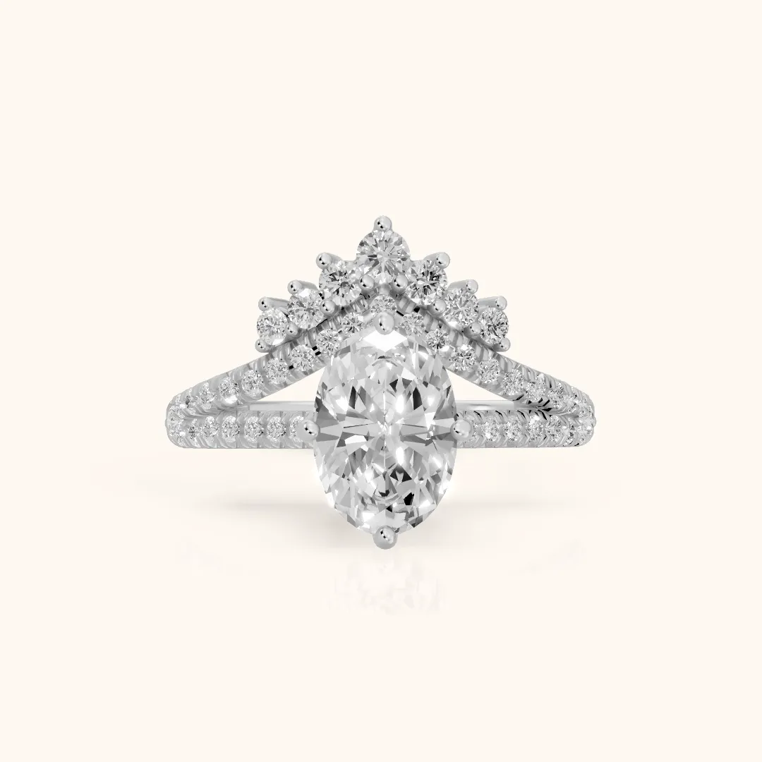 Annette Split Shank Pavé Oval Diamond Engagement Ring in Platinum — view 2