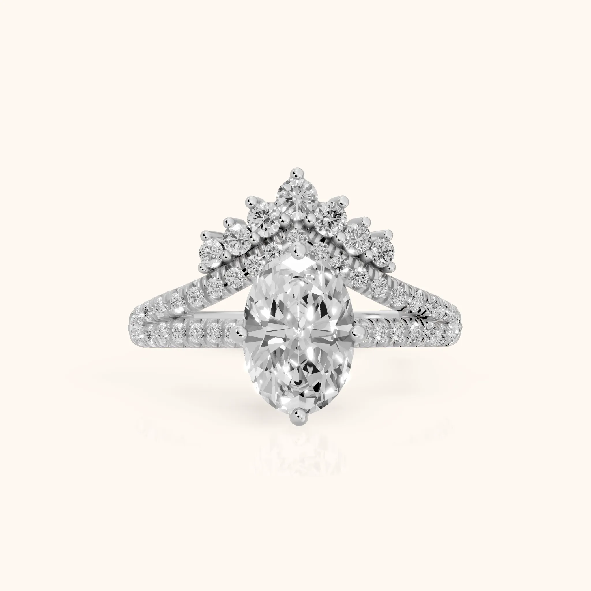 Annette Split Shank Pavé Oval Diamond Engagement Ring in Platinum — view 1