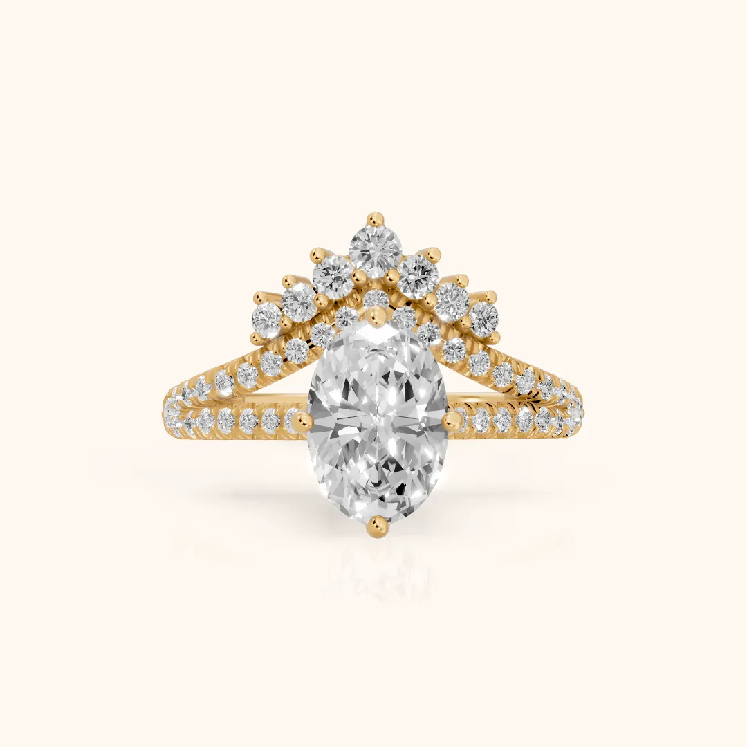 Annette Split Shank Pavé Oval Diamond Engagement Ring in Yellow Gold — view 2