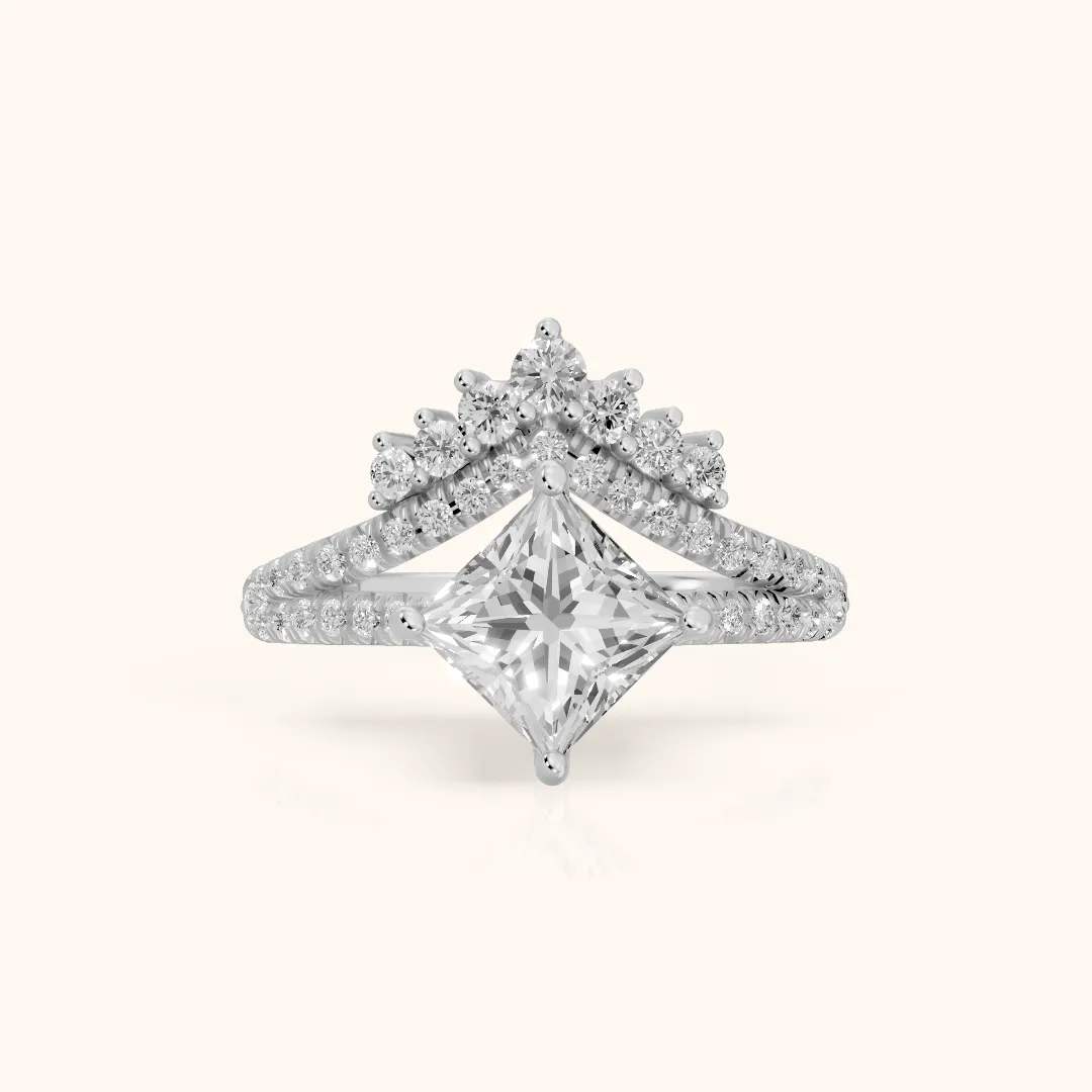 Annette Split Shank Pavé Princess Diamond Engagement Ring in Platinum — view 2