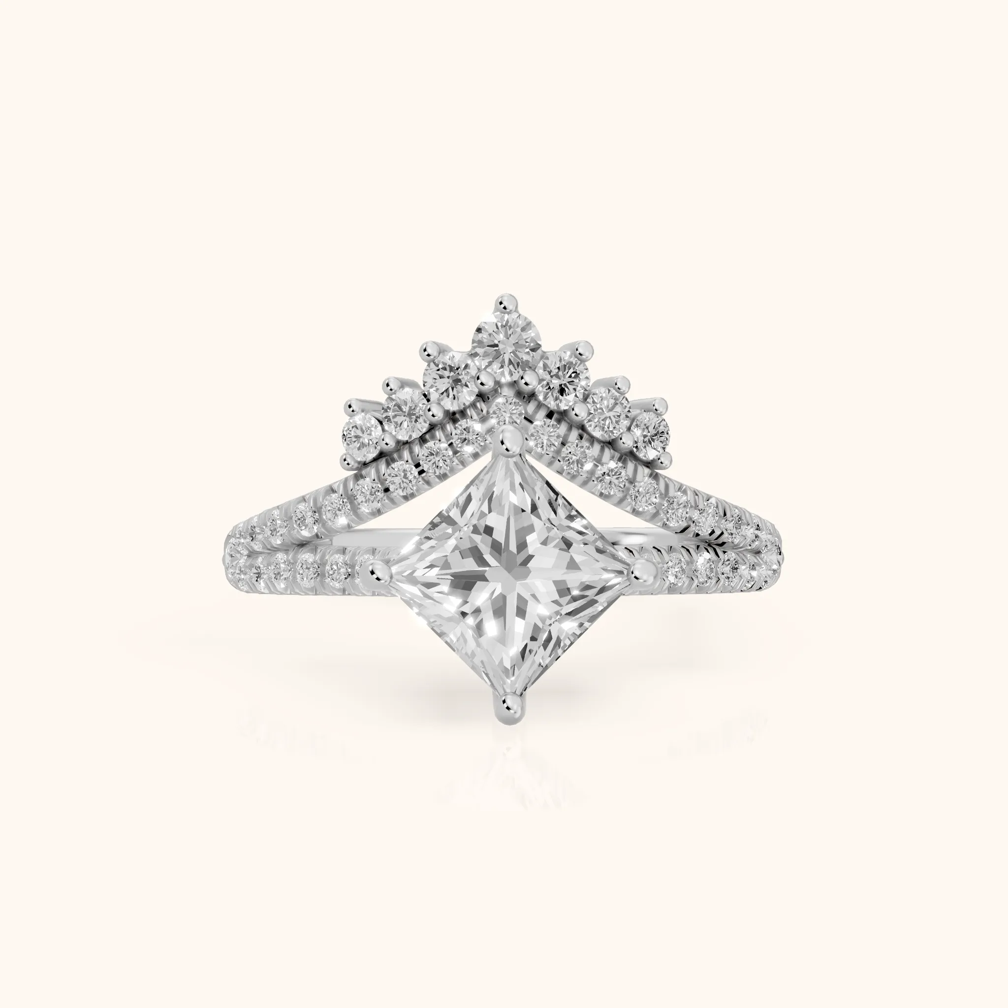 Annette Split Shank Pavé Princess Diamond Engagement Ring in Platinum — view 1