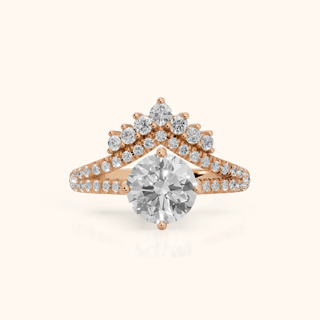 Annette Split Shank Pavé Round Diamond Engagement Ring in Rose Gold — view 2