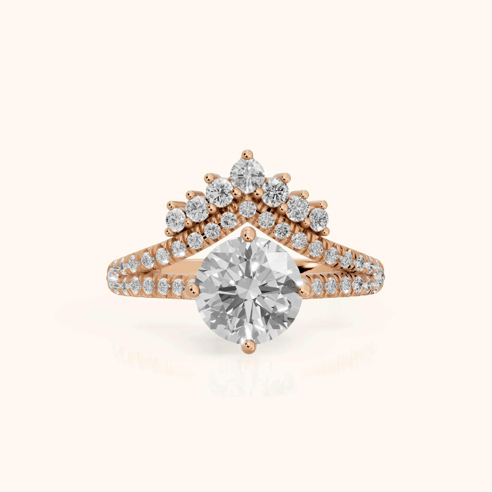 Annette Split Shank Pavé Round Diamond Engagement Ring in Rose Gold — view 1