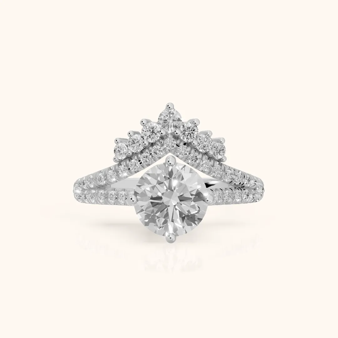 Annette Split Shank Pavé Round Diamond Engagement Ring in Silver — view 2
