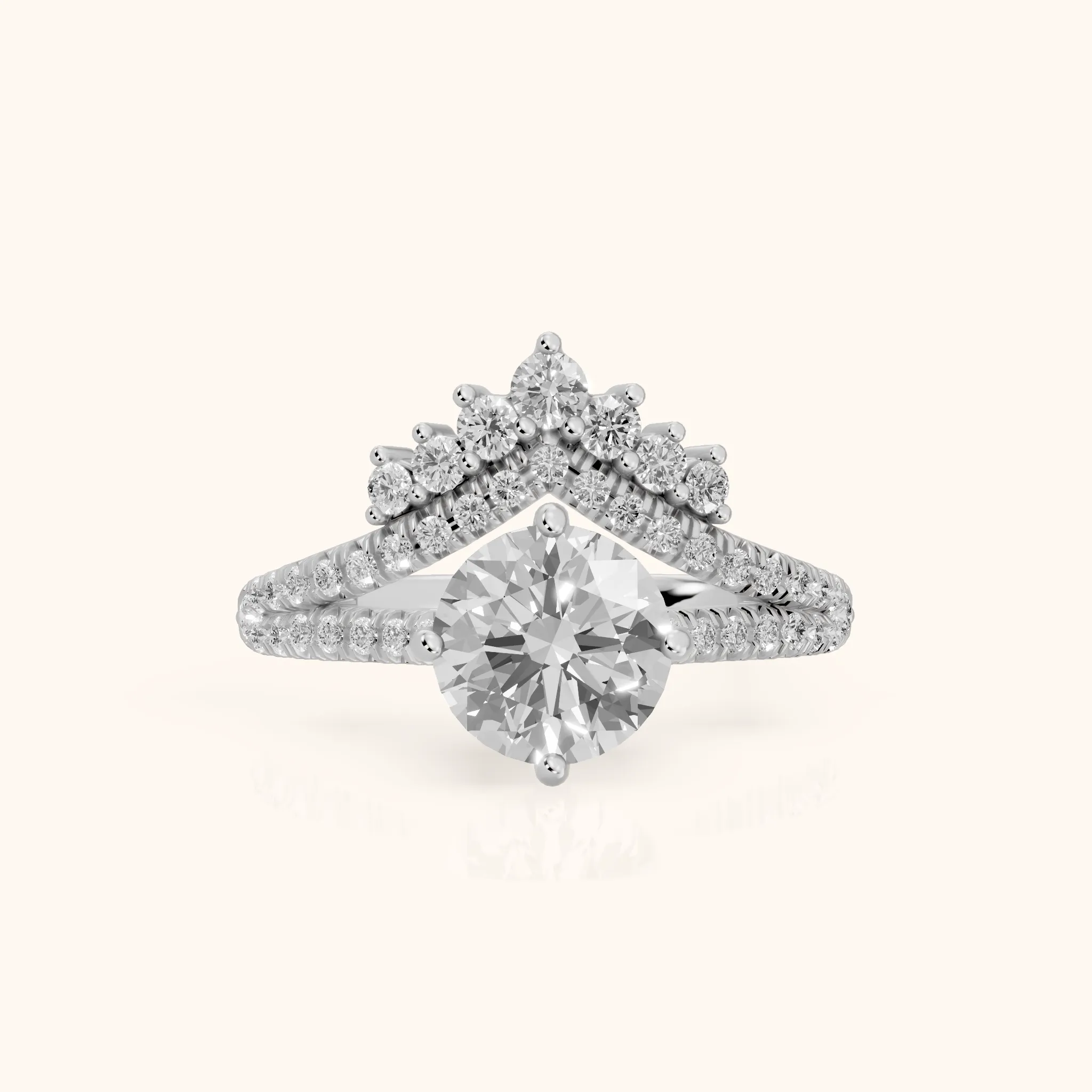 Annette Split Shank Pavé Round Diamond Engagement Ring in Silver — view 1
