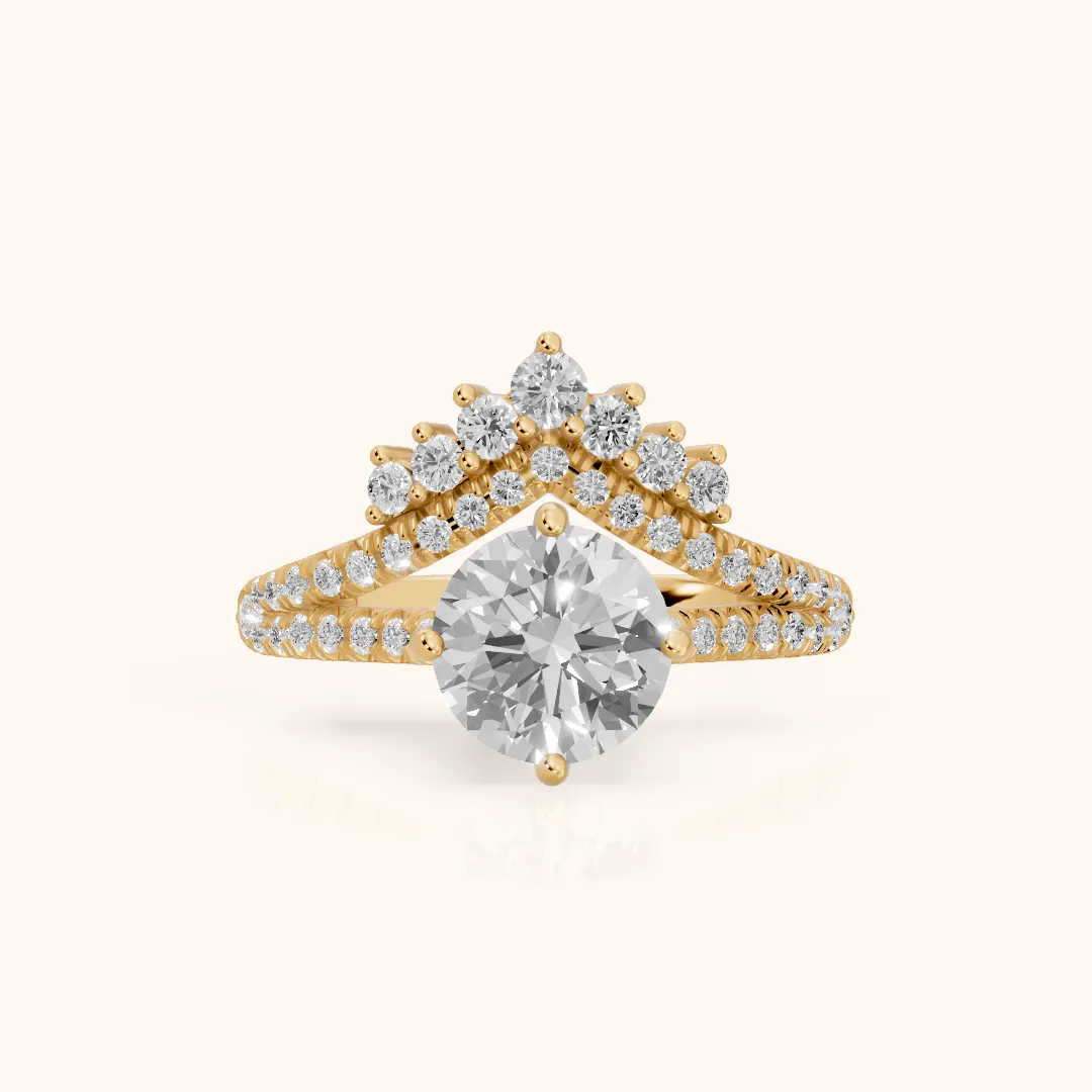 Annette Split Shank Pavé Round Diamond Engagement Ring in Yellow Gold — view 2