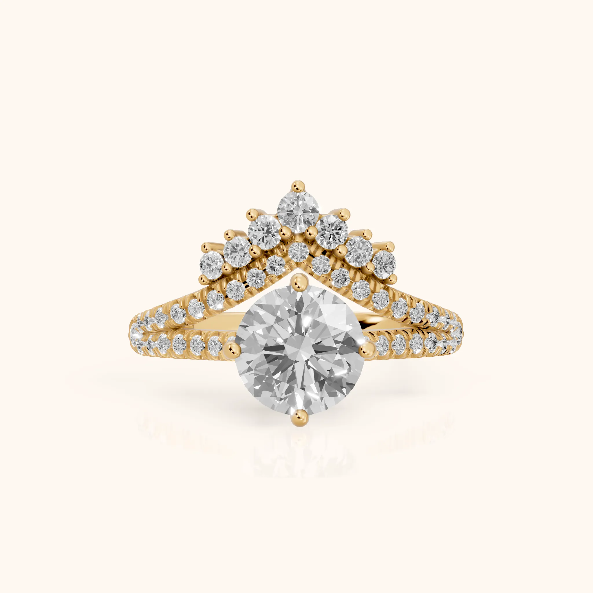 Annette Split Shank Pavé Round Diamond Engagement Ring in Yellow Gold — view 1