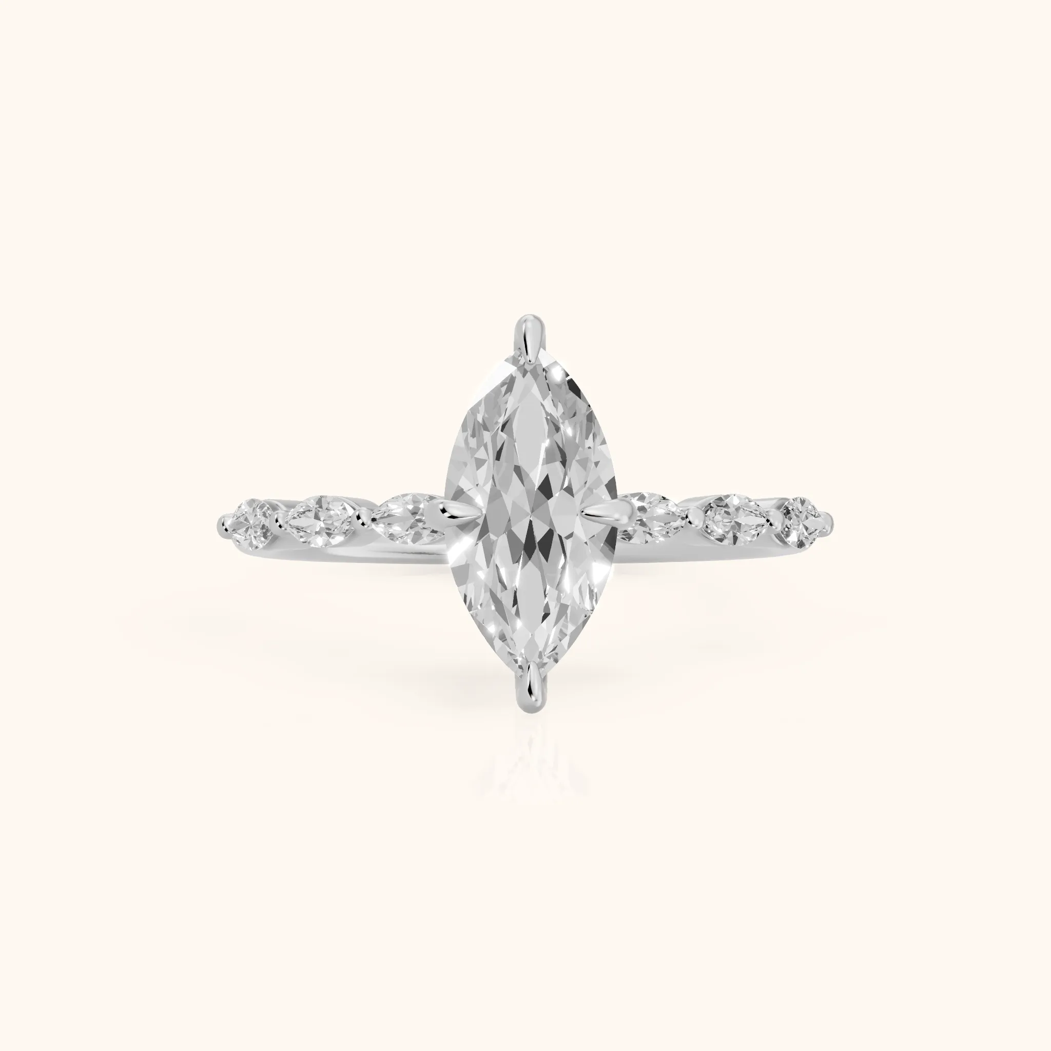 April Marquise-Side Marquise Diamond Engagement Ring in Silver — view 1