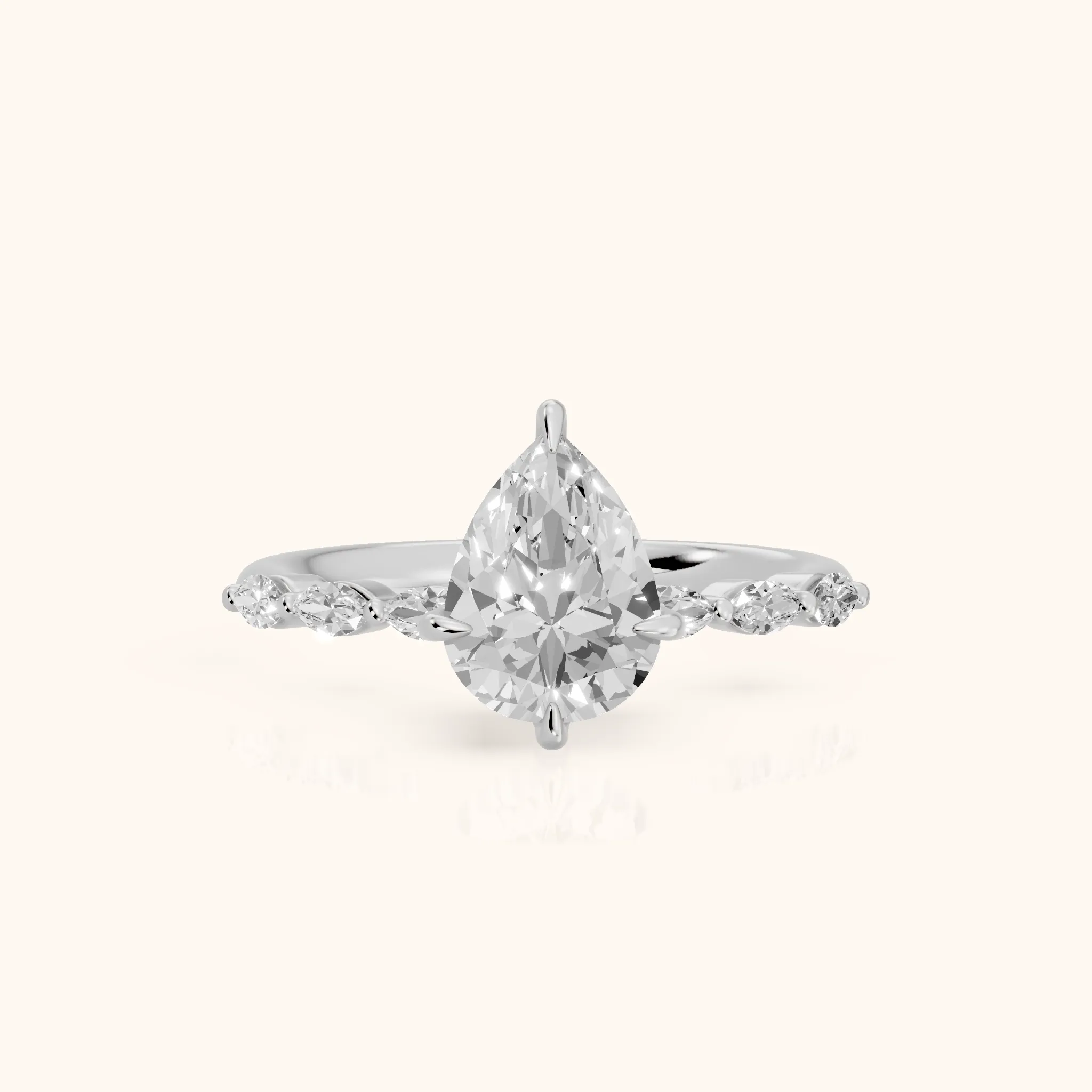 April Marquise-Side Pear Diamond Engagement Ring in Platinum — view 1