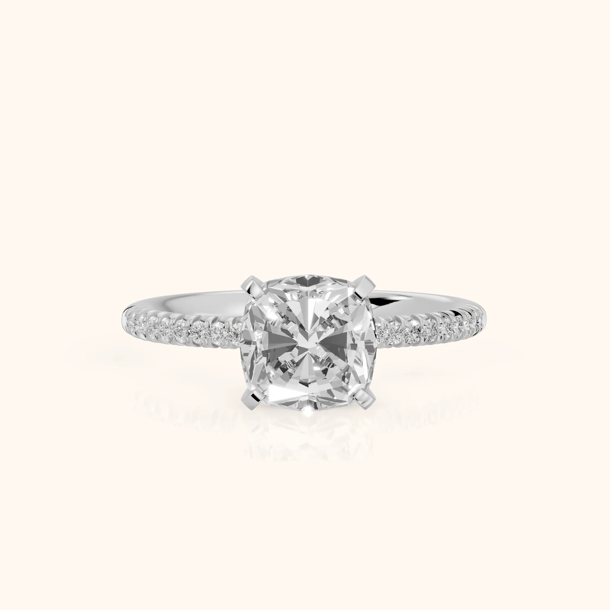 Ariel French Pavé Cushion Diamond Engagement Ring in Silver — view 1