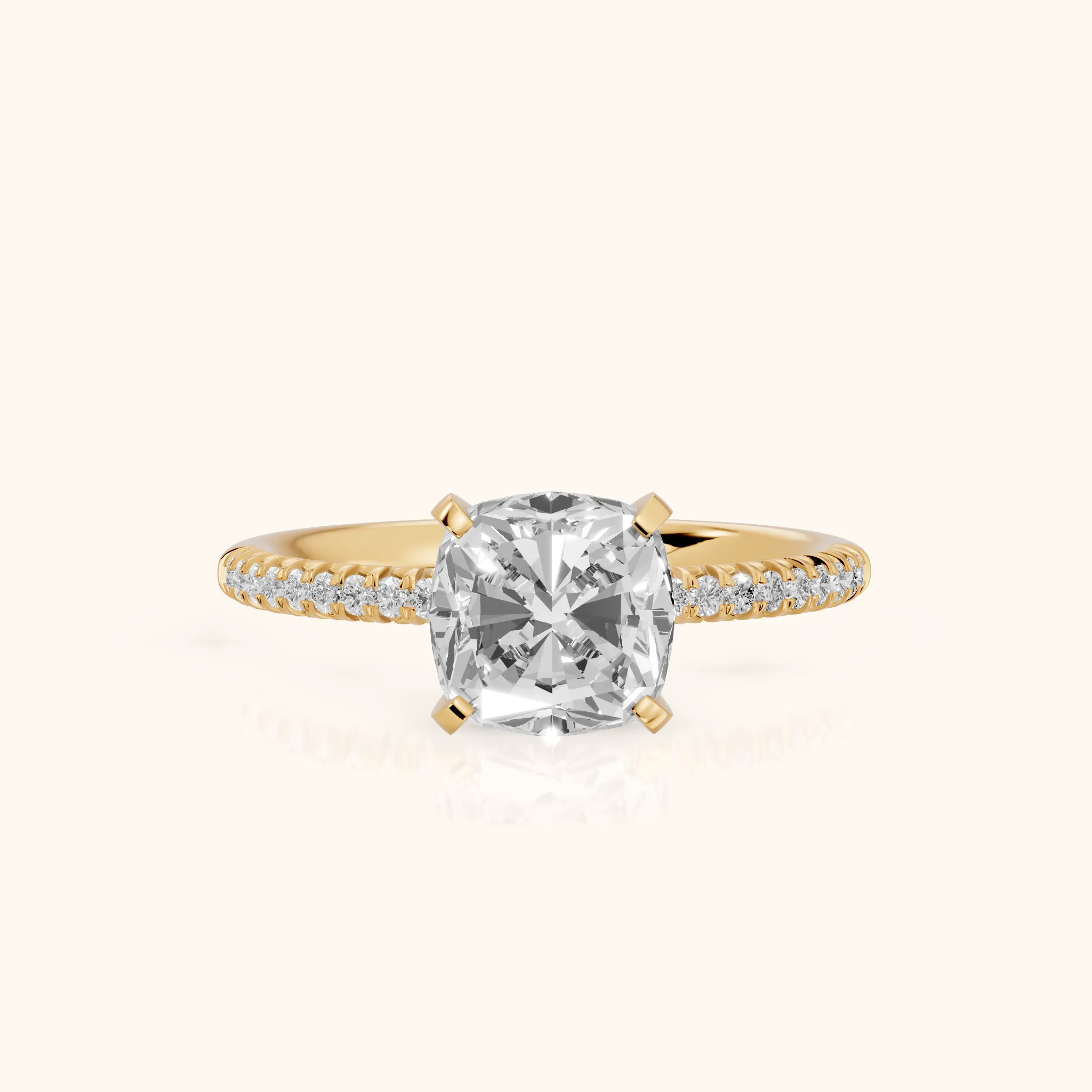 Ariel French Pavé Cushion Diamond Engagement Ring in Yellow Gold — view 1