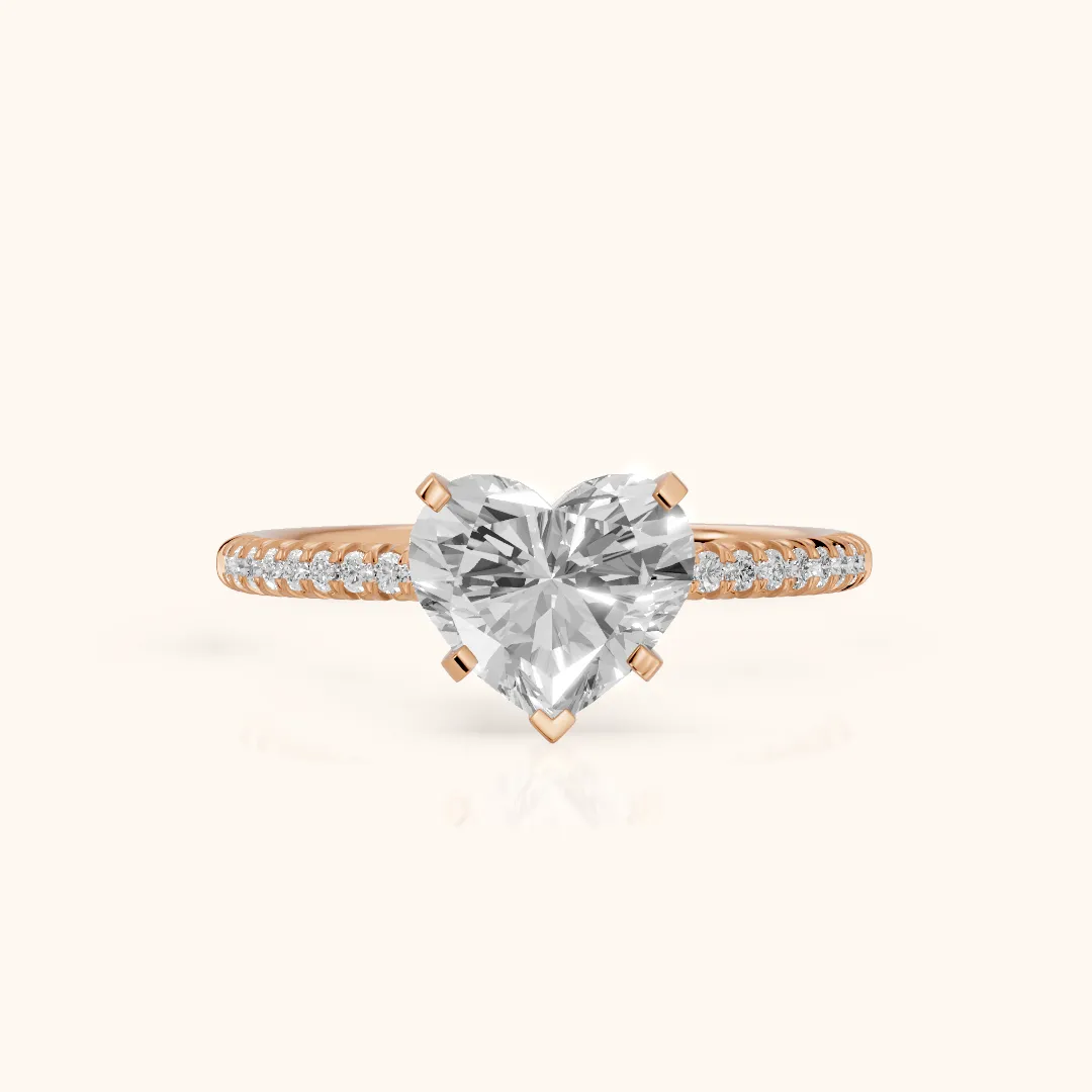 Ariel French Pavé Heart Diamond Engagement Ring in Rose Gold — view 2