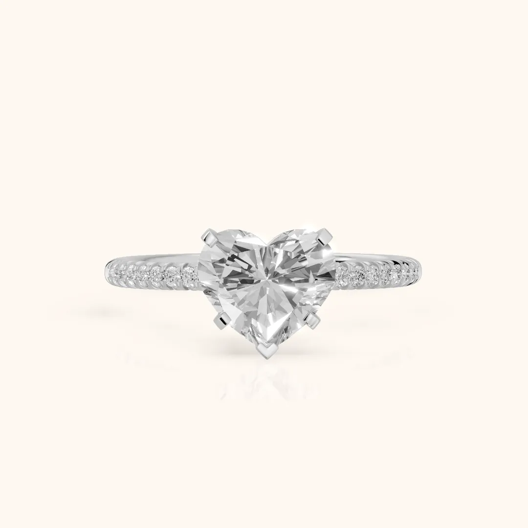 Ariel French Pavé Heart Diamond Engagement Ring in Platinum — view 2